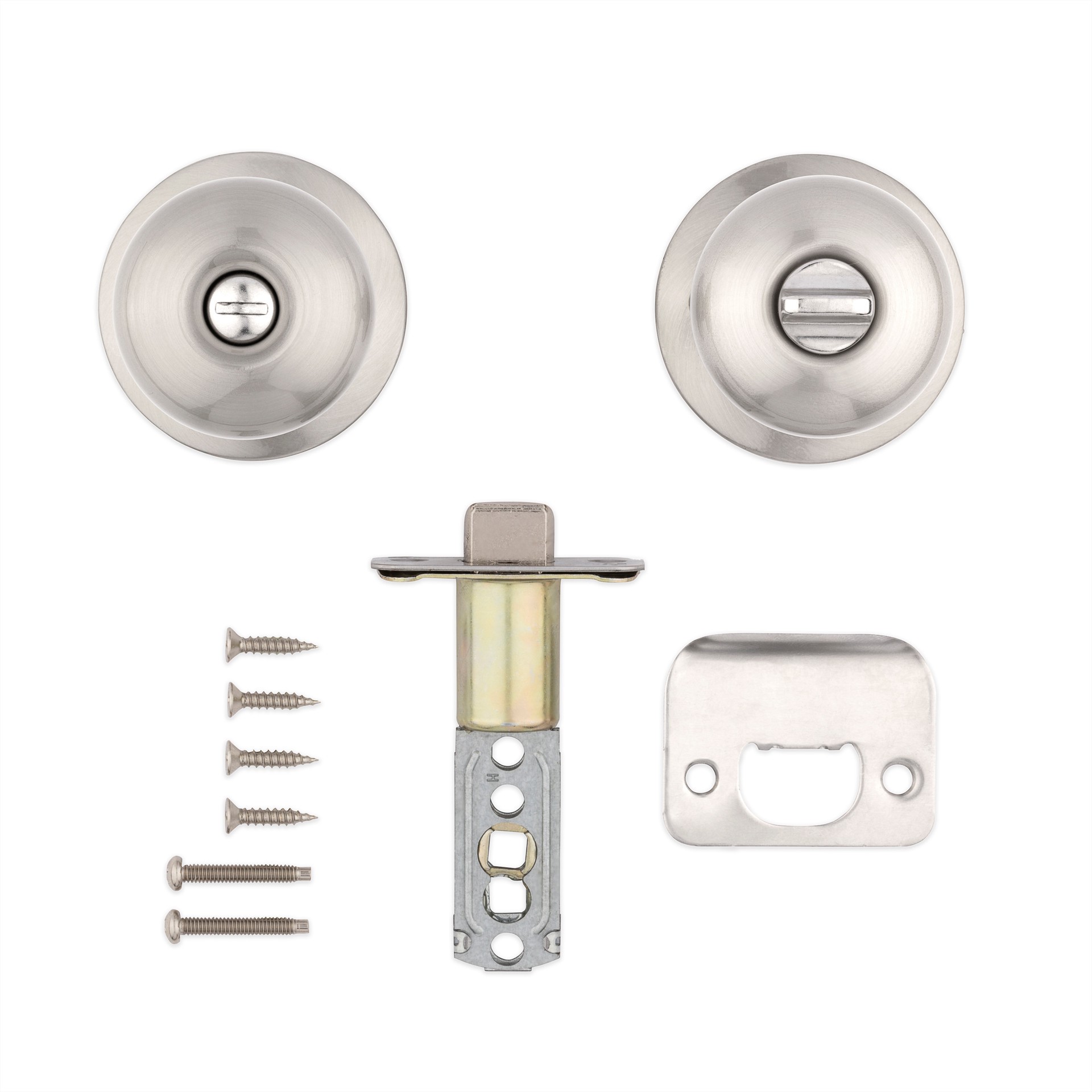 slide 6 of 6, RELIABILT Baron Satin Nickel Interior or Bed/Bath Privacy Door Knob, 1 ct