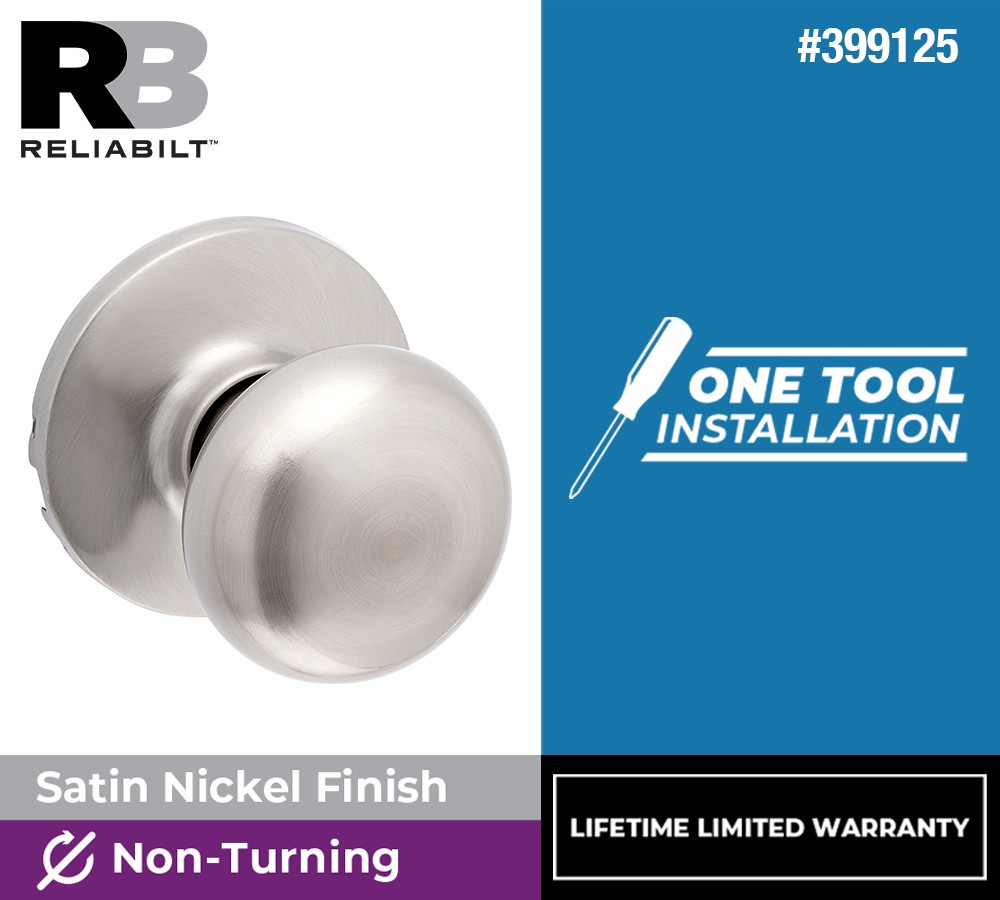 slide 2 of 6, RELIABILT Baron Satin Nickel Interior or Dummy Door Knob, 1 ct