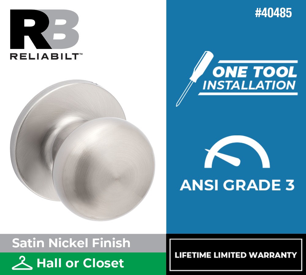slide 2 of 6, RELIABILT Baron Satin Nickel Interior or Hall/Closet Passage Door Knob, 1 ct