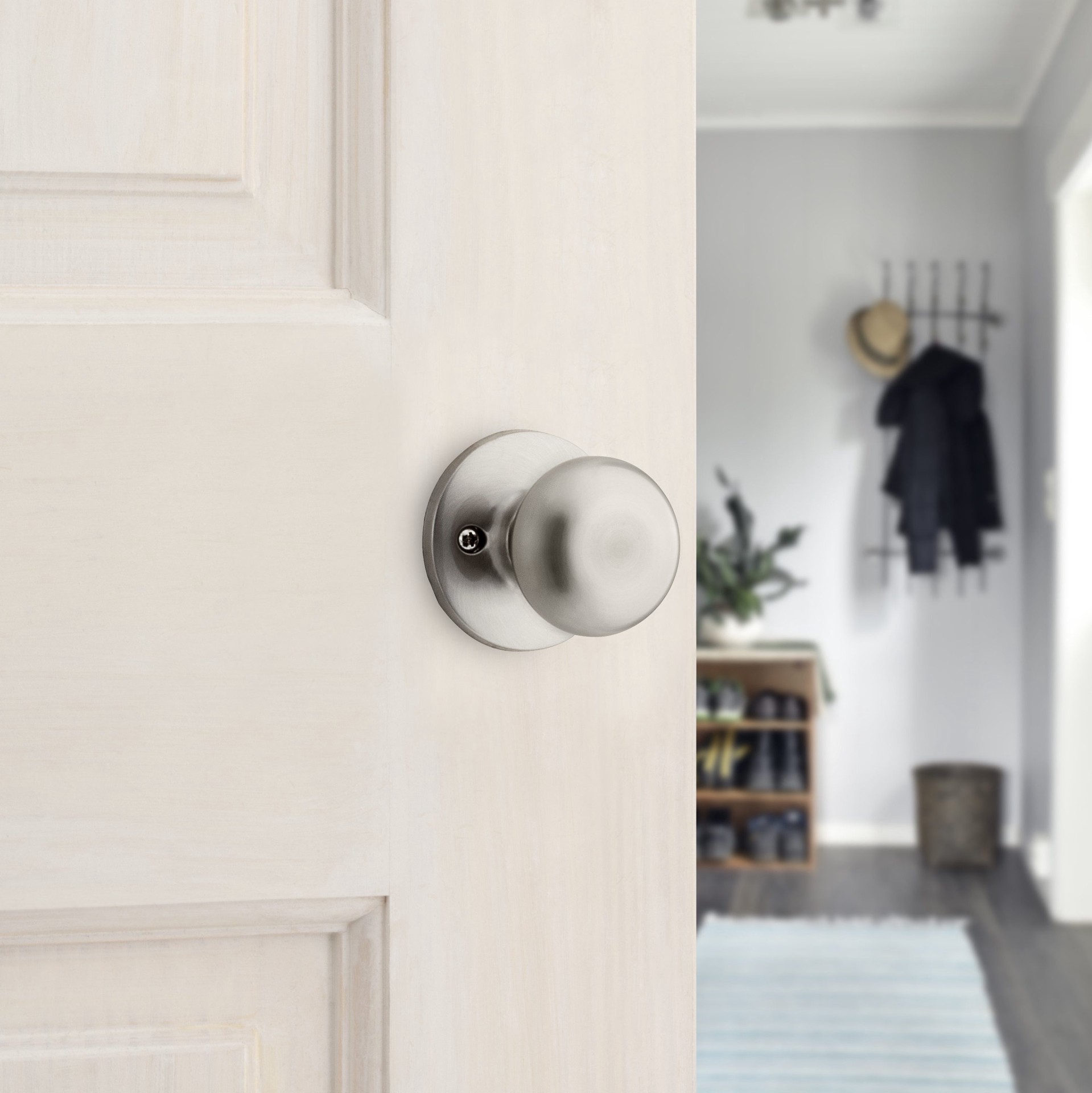 slide 5 of 6, RELIABILT Baron Satin Nickel Interior or Hall/Closet Passage Door Knob, 1 ct