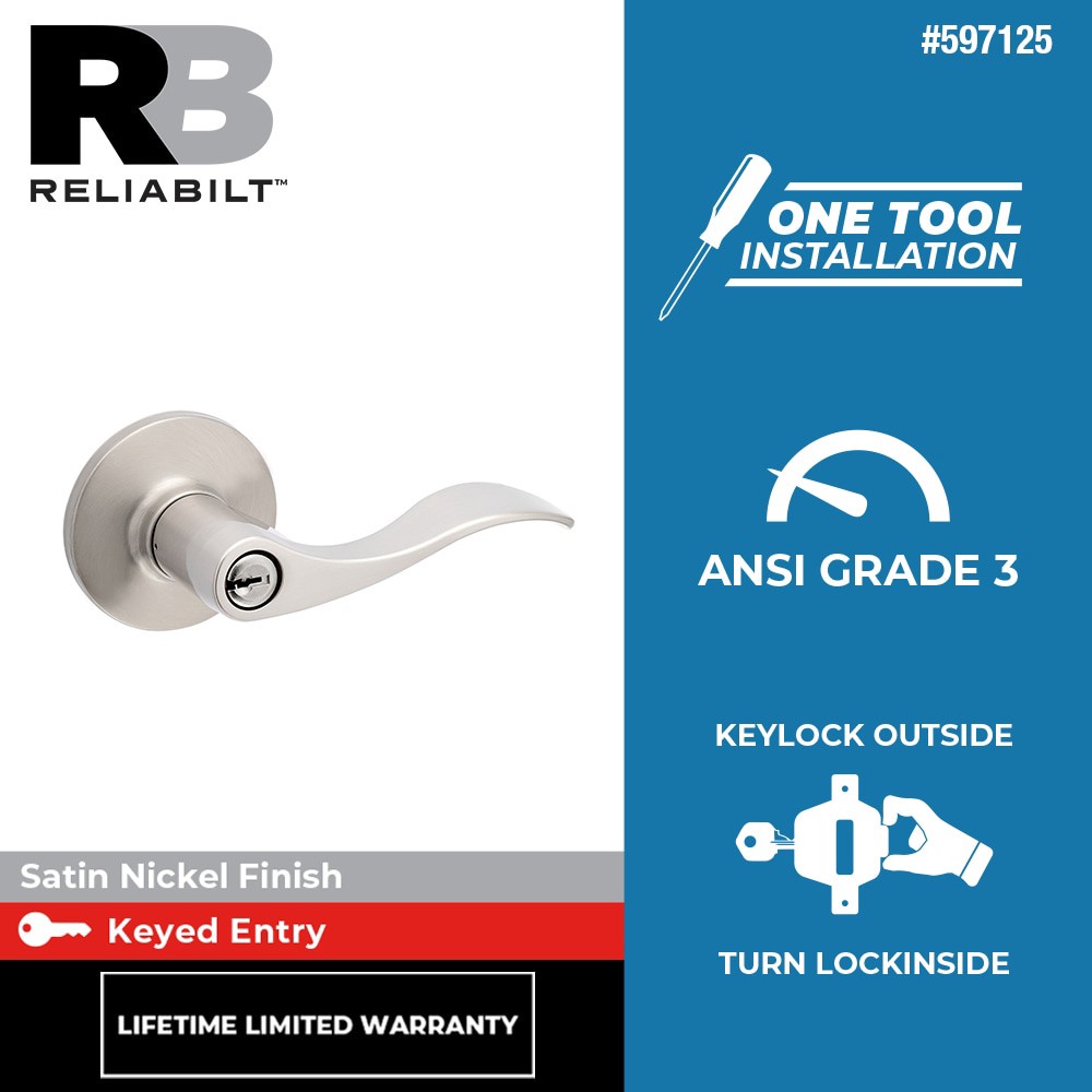 slide 2 of 6, RELIABILT Olivia Satin Nickel Exterior Keyed Entry Door Handle, 1 ct