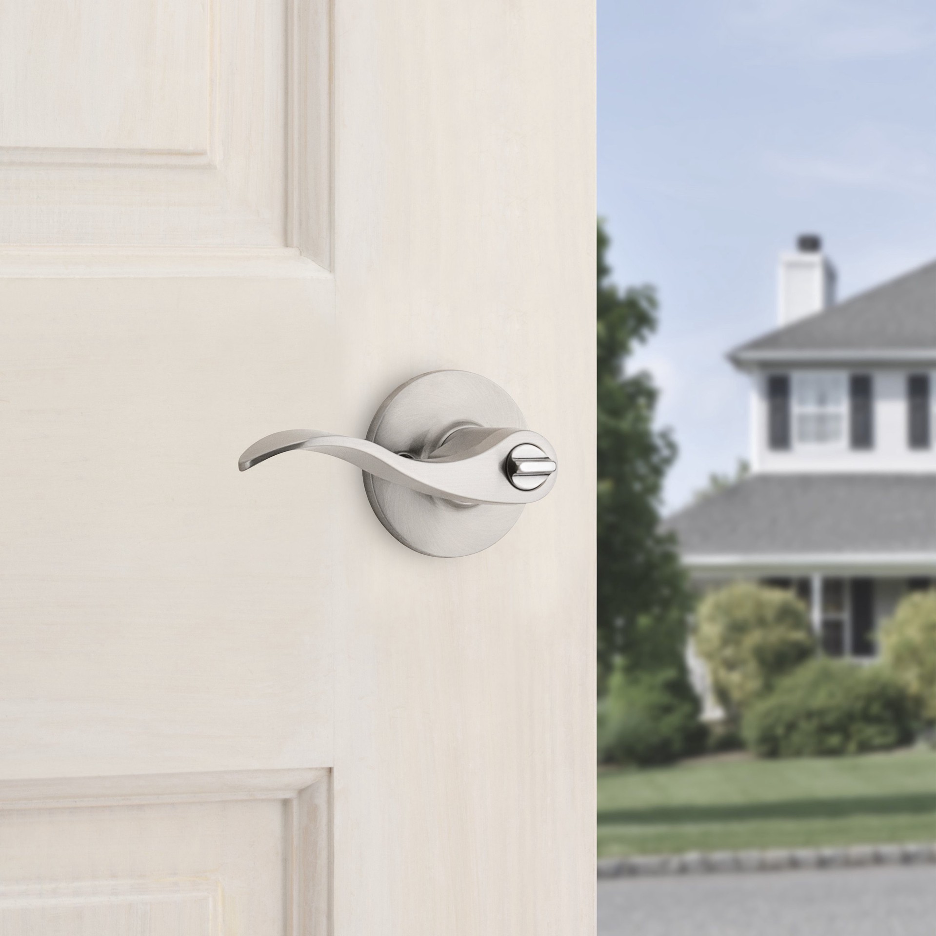 slide 5 of 6, RELIABILT Olivia Satin Nickel Exterior Keyed Entry Door Handle, 1 ct