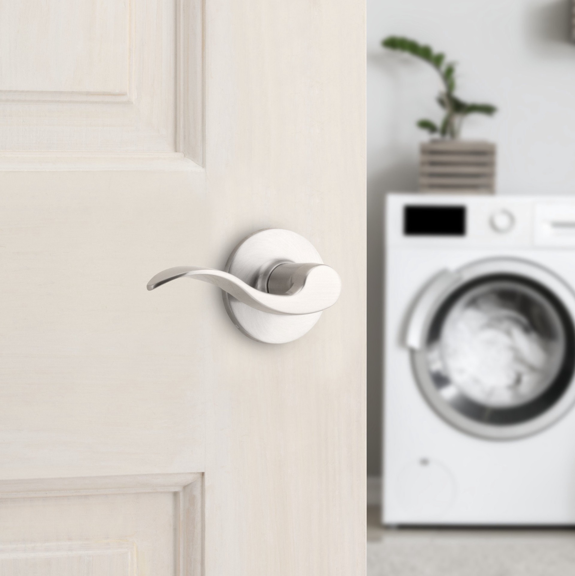 slide 4 of 6, RELIABILT Olivia Satin Nickel Interior or Hall/Closet Passage Door Handle, 1 ct