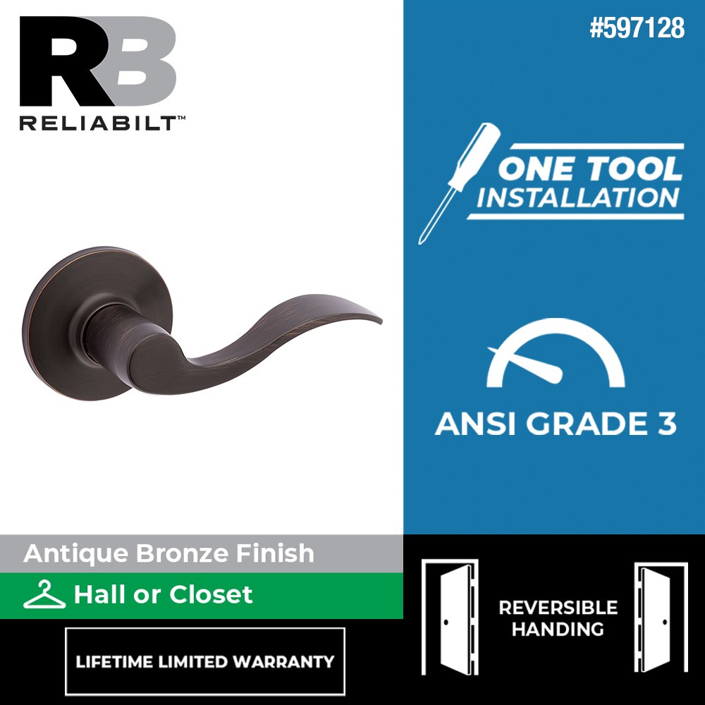 slide 2 of 6, RELIABILT Olivia Antique Bronze Interior or Hall/Closet Passage Door Handle, 1 ct