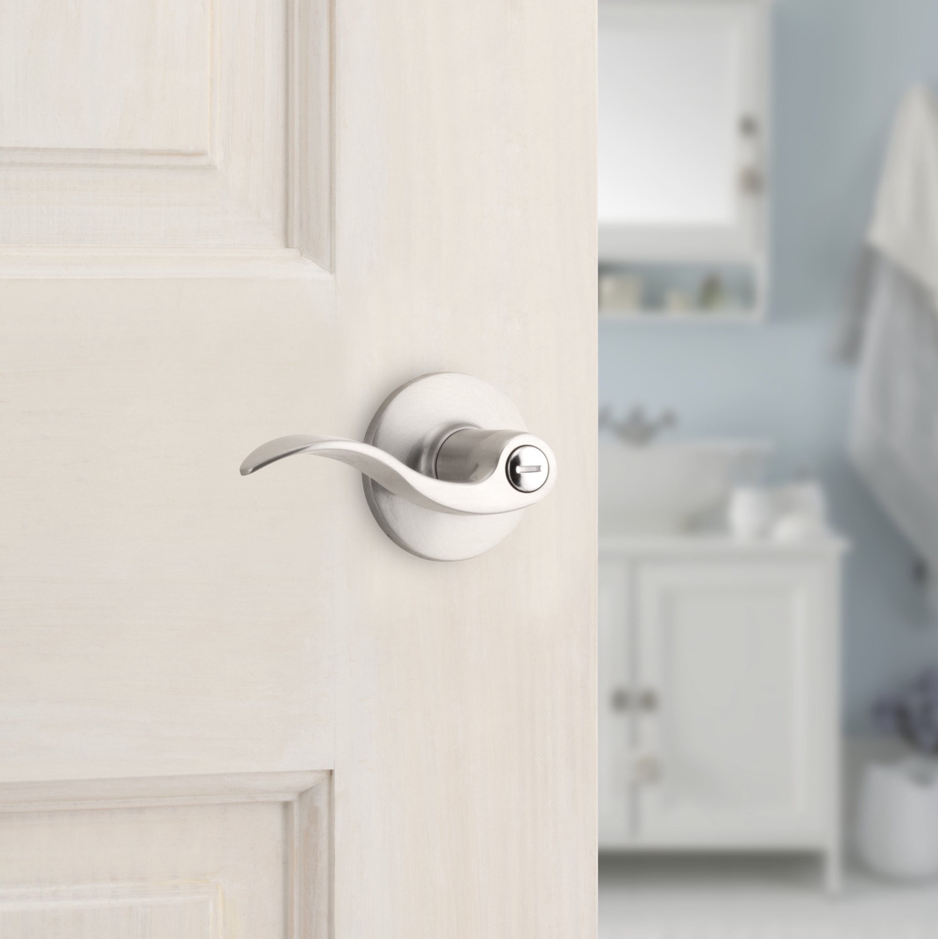 slide 4 of 6, RELIABILT Olivia Satin Nickel Interior or Bed/Bath Privacy Door Handle, 1 ct