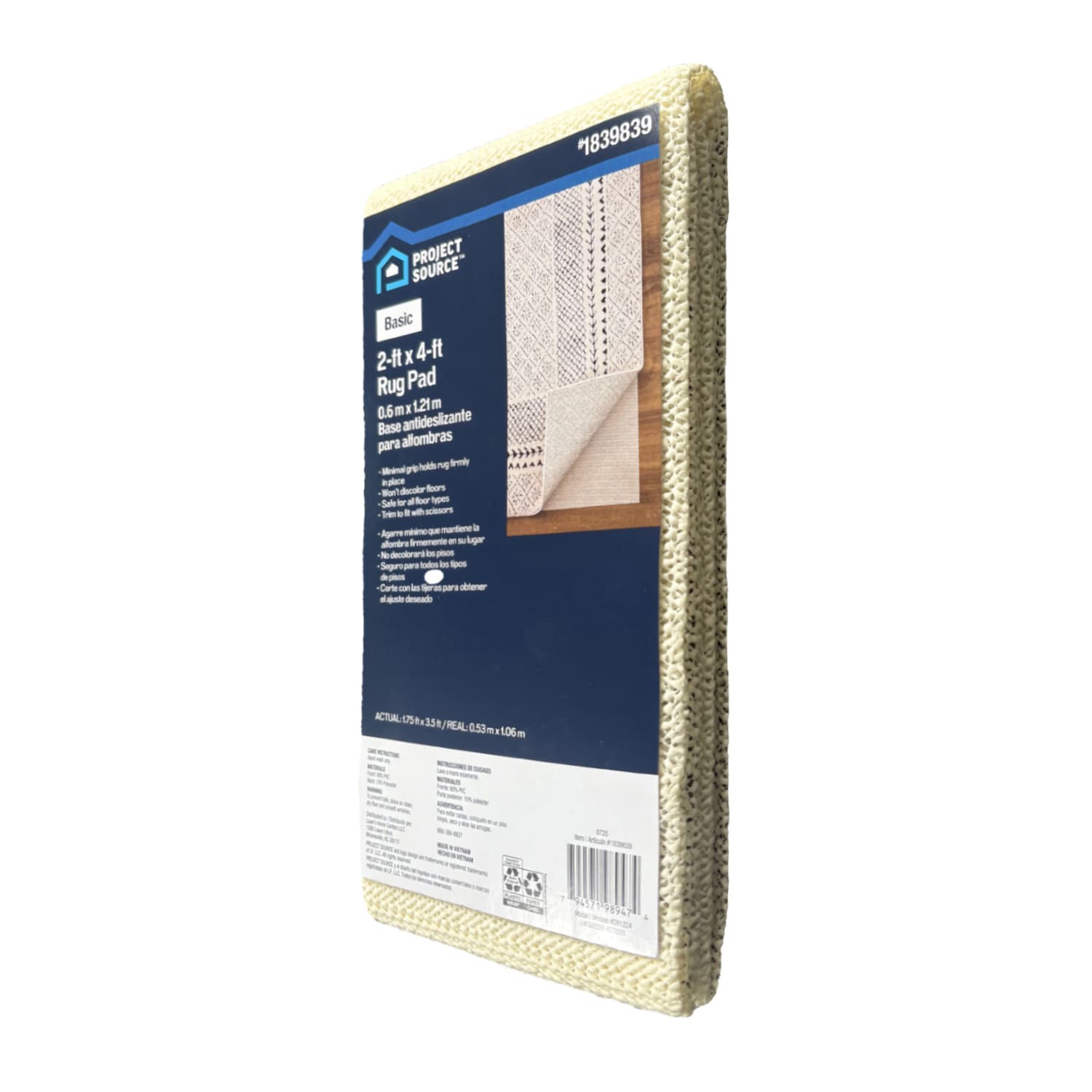 slide 5 of 5, Project Source 2 x 4 (ft) Rectangular Vinyl Non-Slip Rug Pad, 1 ct