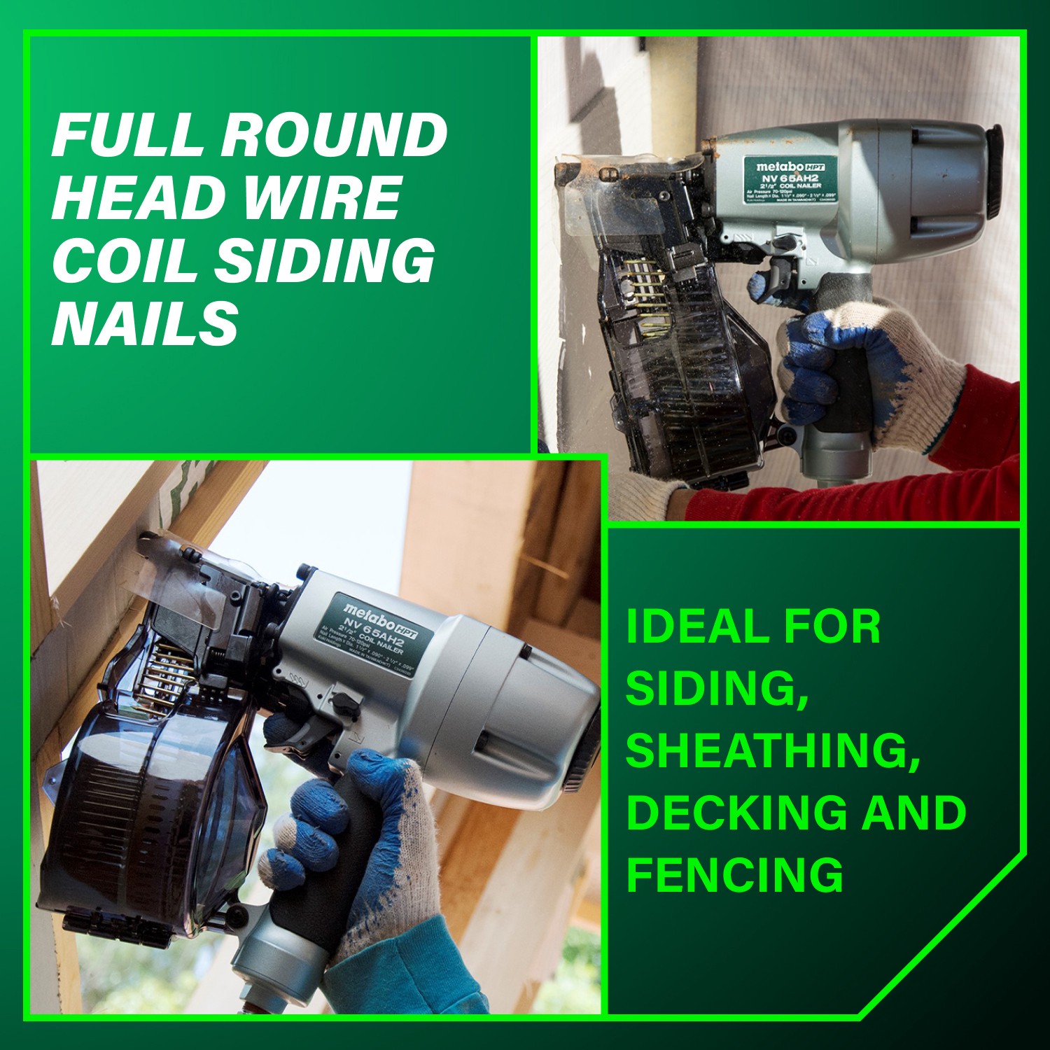 slide 3 of 6, Metabo HPT 1-3/4-in 15 -Degree Hot-dipped galvanized Ring Shank Wire Collated Siding Nails 3600 -Per Box, 1 ct