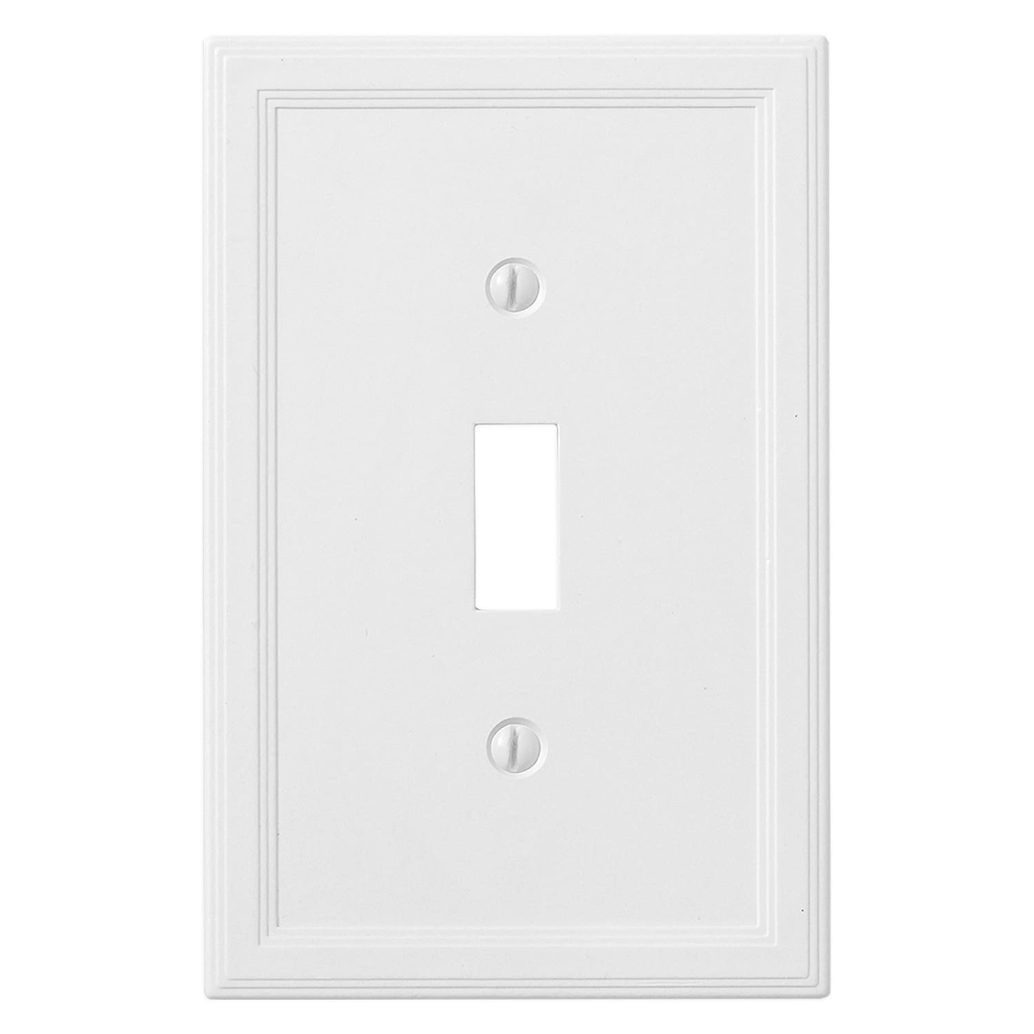 slide 4 of 6, allen + roth Somerset 1 -Gang Standard Size Bright white Cast stone Indoor Toggle Wall Plate, 1 ct