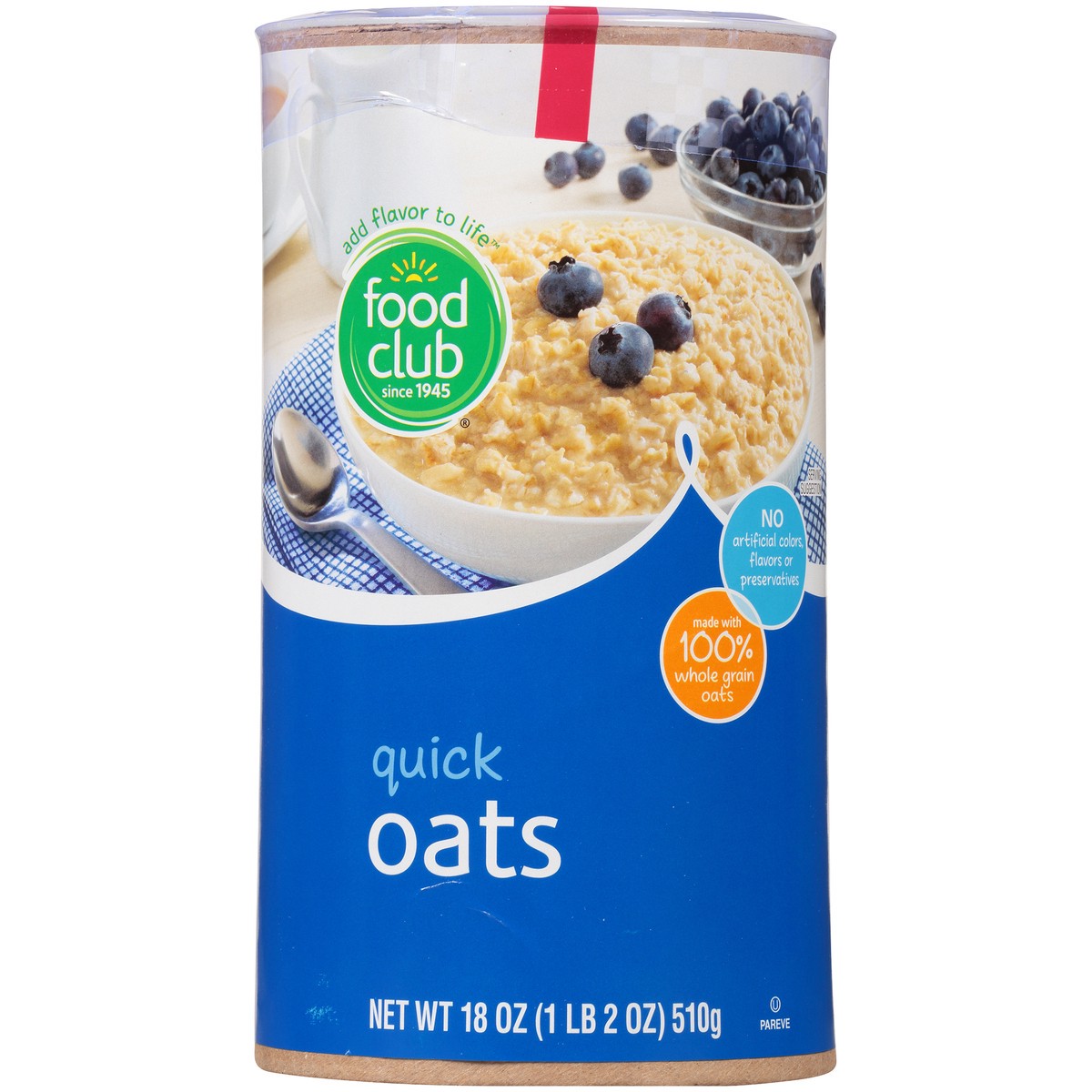 slide 4 of 10, Food Club 100% Natural Quick Oats, 18 oz