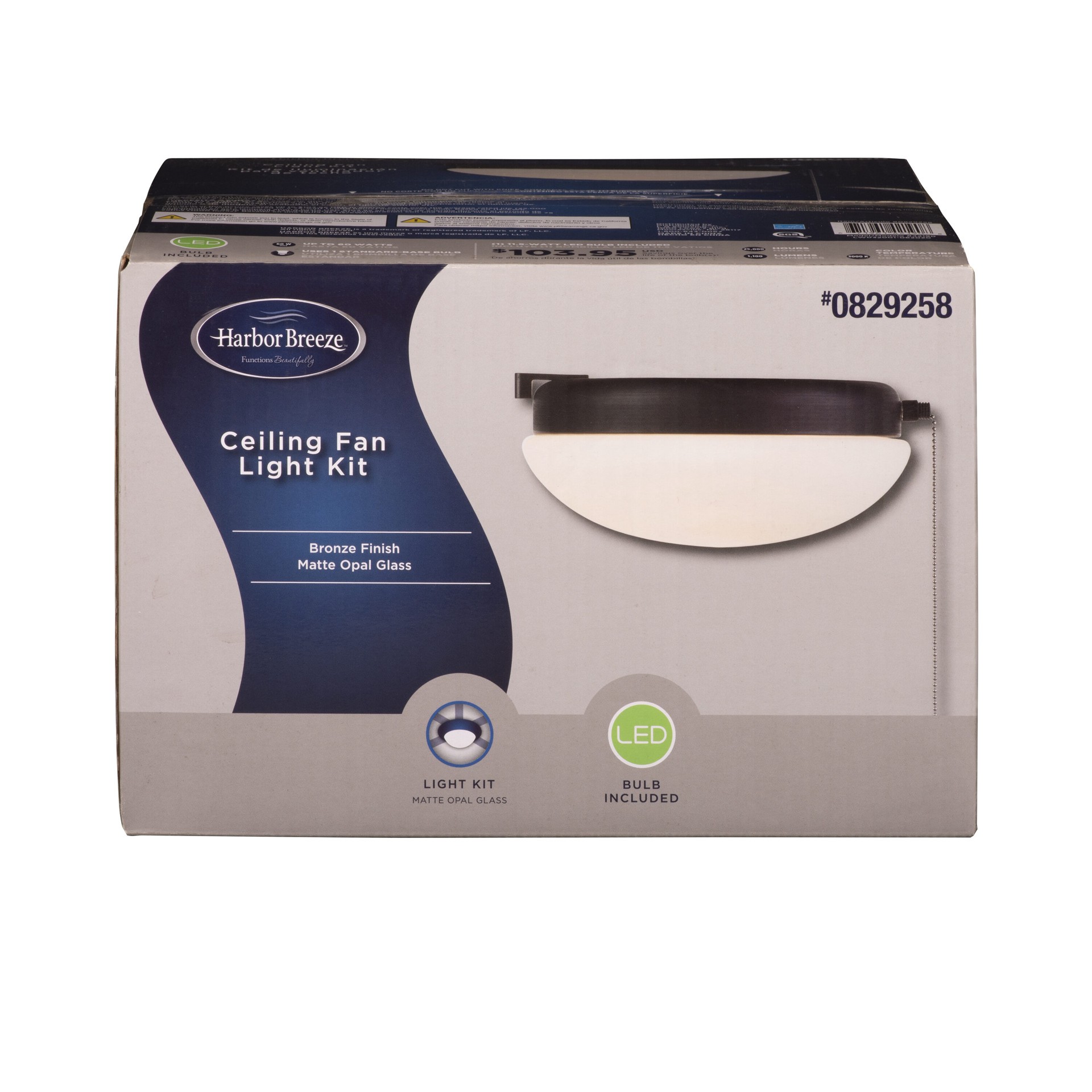 slide 5 of 6, Harbor Breeze Calera 10.25-in 1 -Light Bronze LED Ceiling Fan Light Kit, 1 ct