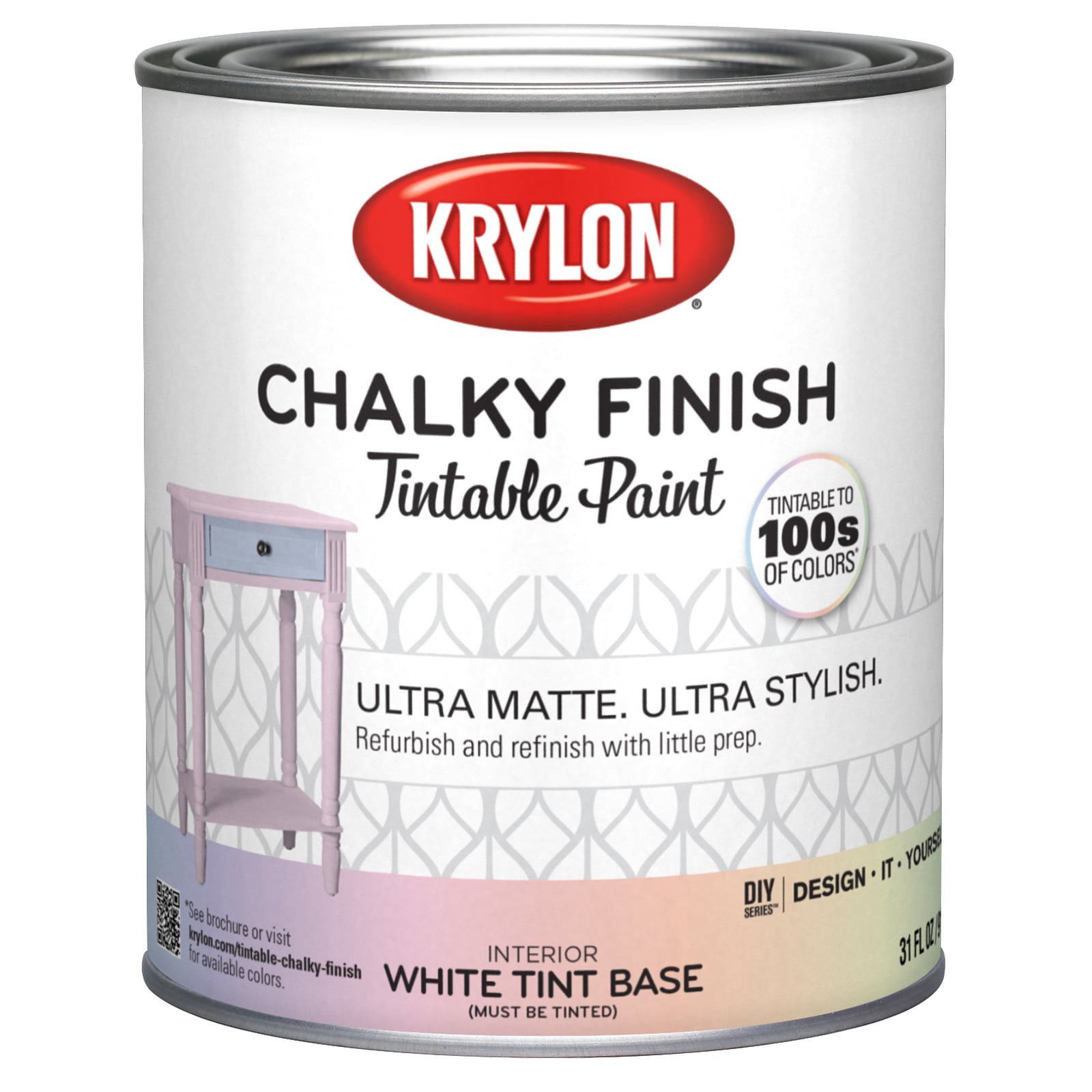 slide 2 of 6, Krylon Water-based Chalky Extra-white Base Chalky Paint (1-quart), 1 ct