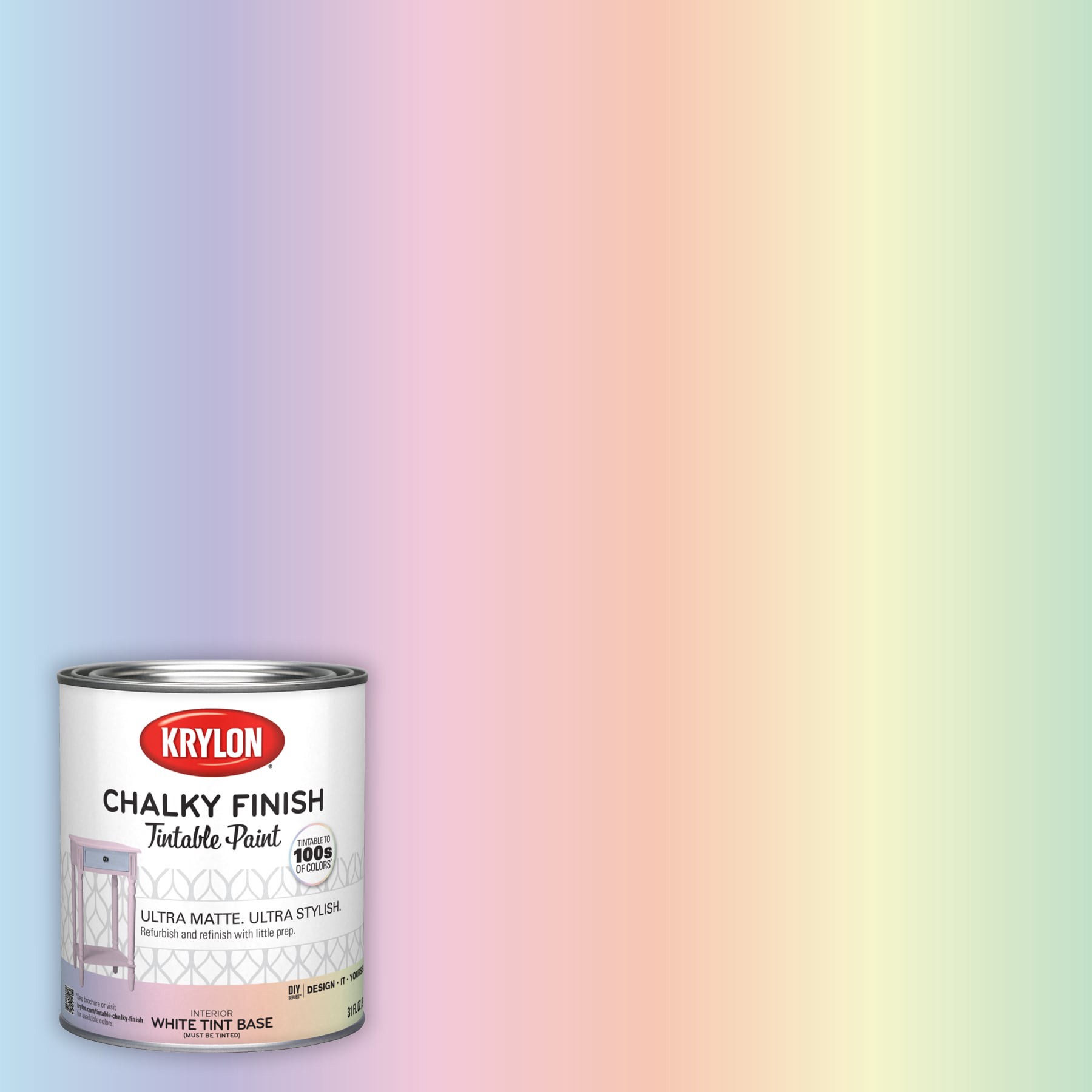 slide 1 of 6, Krylon Water-based Chalky Extra-white Base Chalky Paint (1-quart), 1 ct