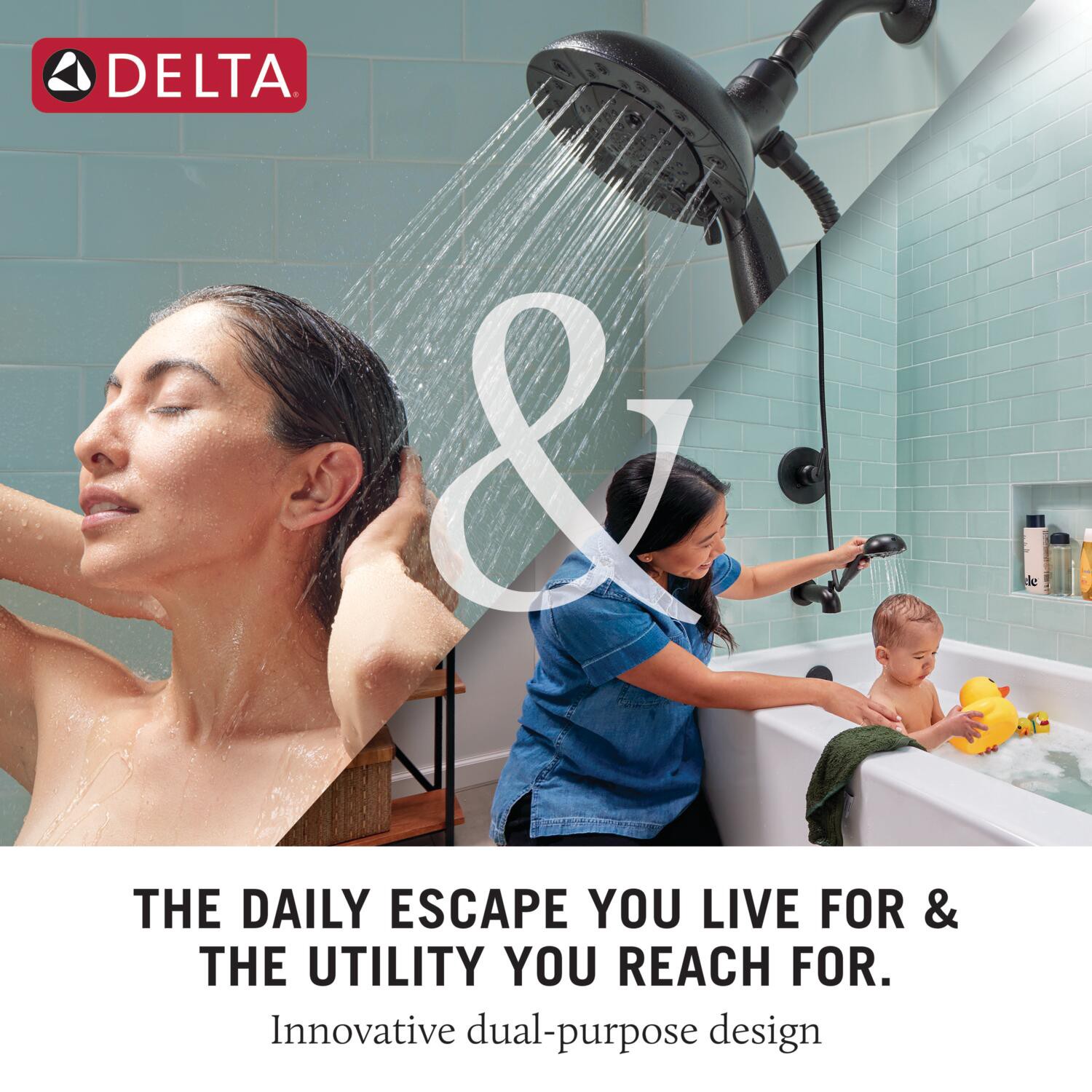 slide 3 of 6, Delta In2ition 4.0 -Spray Matte Black 6-in Round Shower Head with Handheld Combo 2.5 GPM, 1 ct