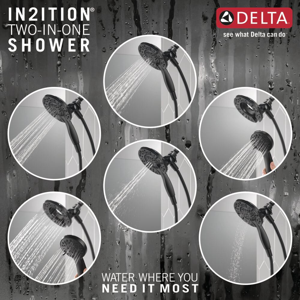 slide 6 of 6, Delta In2ition 4.0 -Spray Matte Black 6-in Round Shower Head with Handheld Combo 2.5 GPM, 1 ct