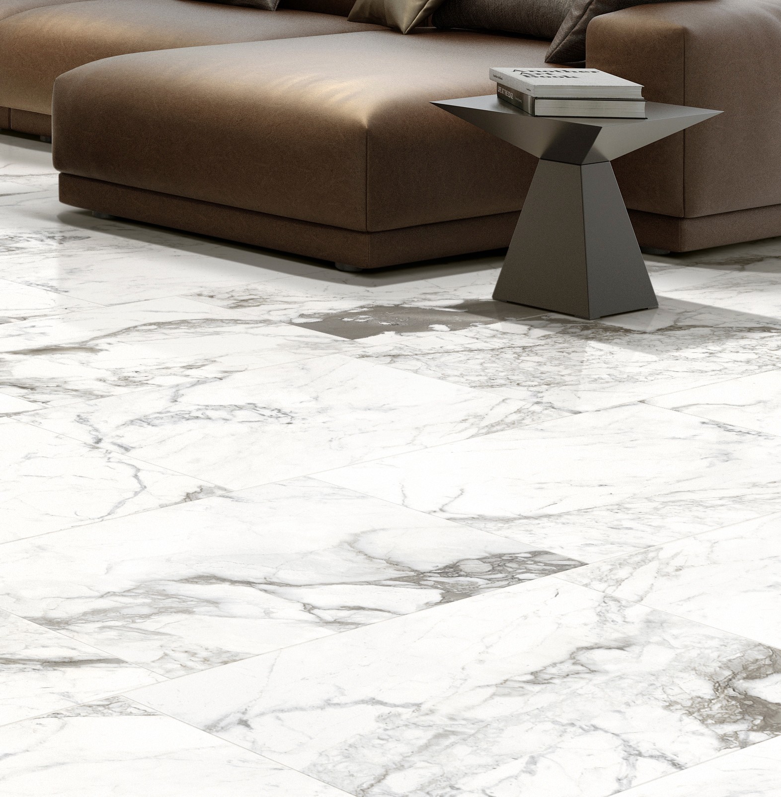 slide 5 of 6, allen + roth Michelangelo Polished White marble 18-in x 36-in Polished Porcelain Floor and Wall Tile ( 4.43-sq ft Piece ), 1 ct