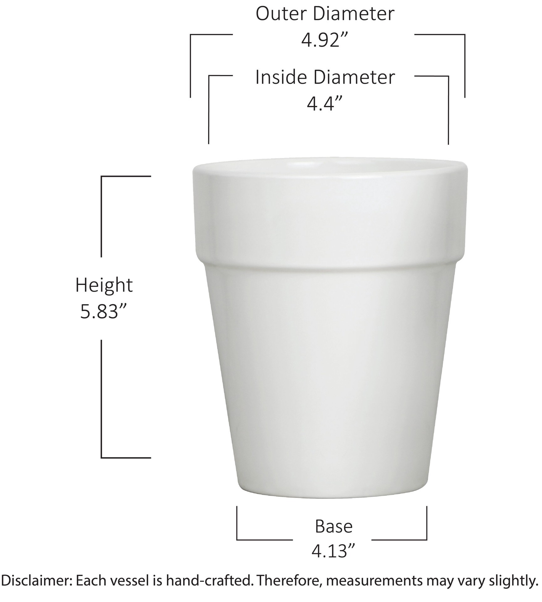 slide 5 of 6, allen + roth Round 5.83-in W x 4.92-in L White Ceramic Indoor Planter, 1 ct