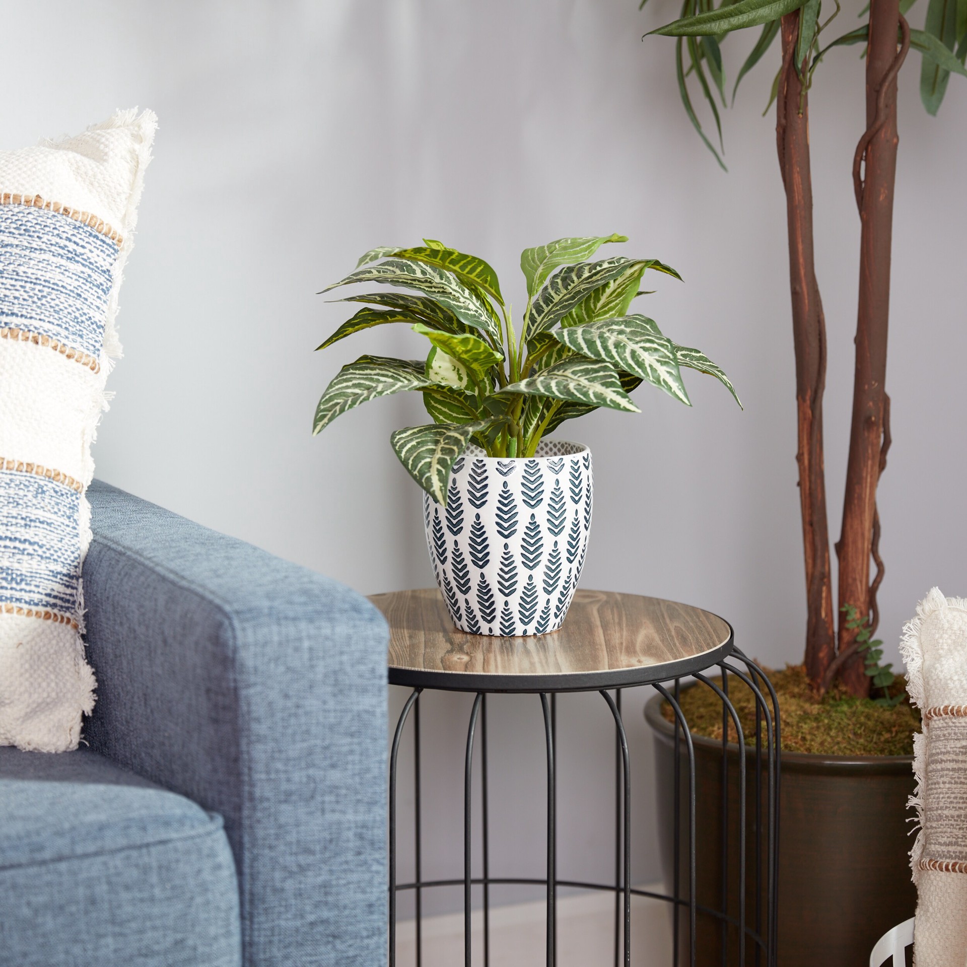 slide 3 of 6, allen + roth Round 5.31-in W x 18.51-in L Multiple colors/finishes Ceramic Indoor Planter, 1 ct