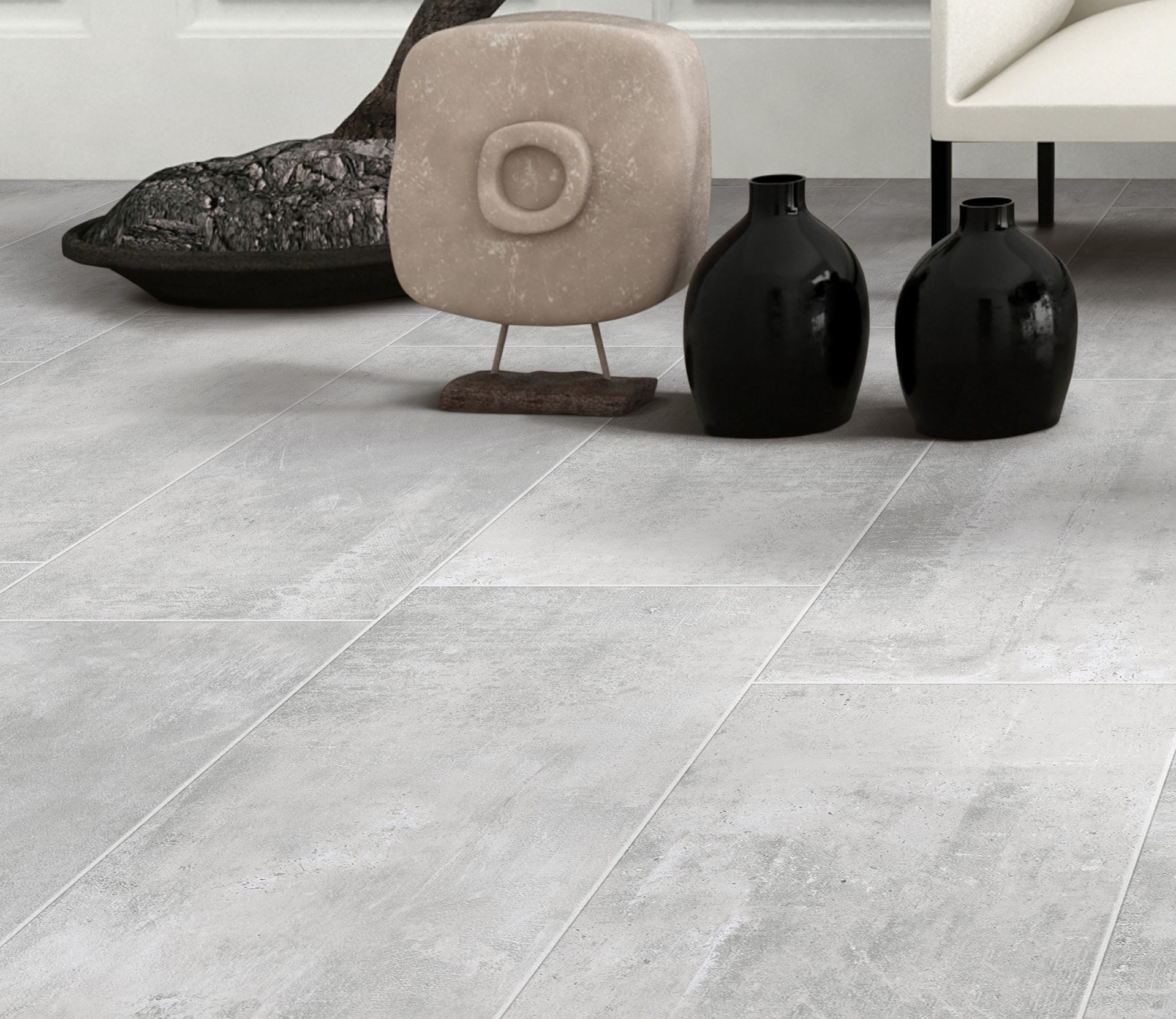 slide 3 of 6, allen + roth Cityscape Gray 12-in x 24-in Glazed Porcelain Floor and Wall Tile ( 1.96-sq ft Piece ), 1 ct