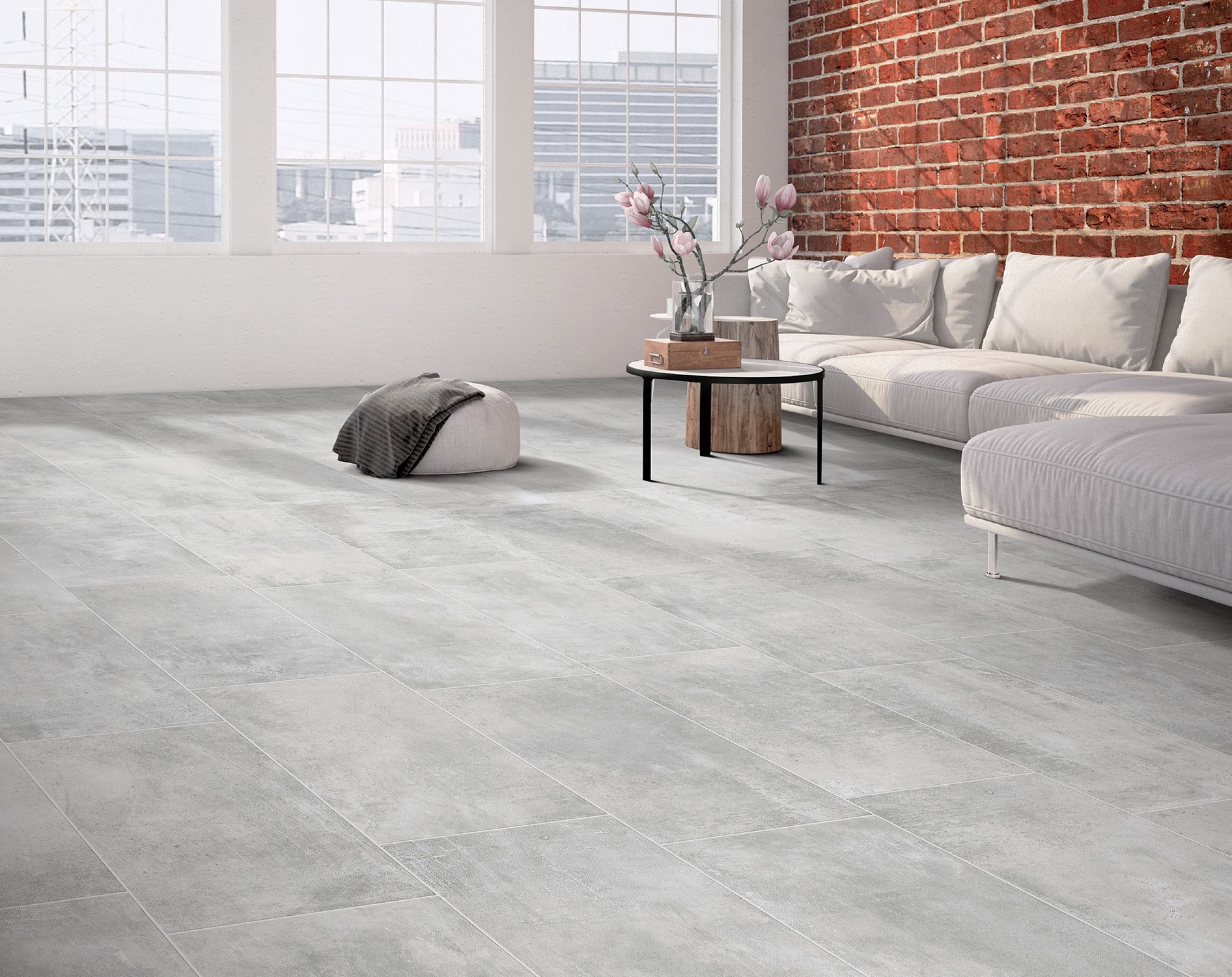 slide 6 of 6, allen + roth Cityscape Gray 12-in x 24-in Glazed Porcelain Floor and Wall Tile ( 1.96-sq ft Piece ), 1 ct