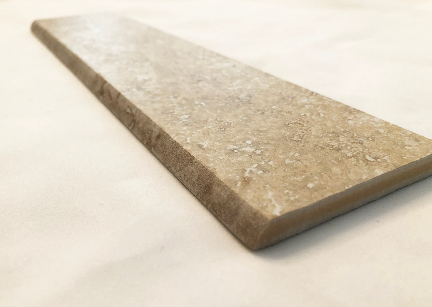 slide 3 of 6, allen + roth Trevi Argento 3-in x 12-in Glazed Porcelain Marble Bullnose Tile, 1 ct