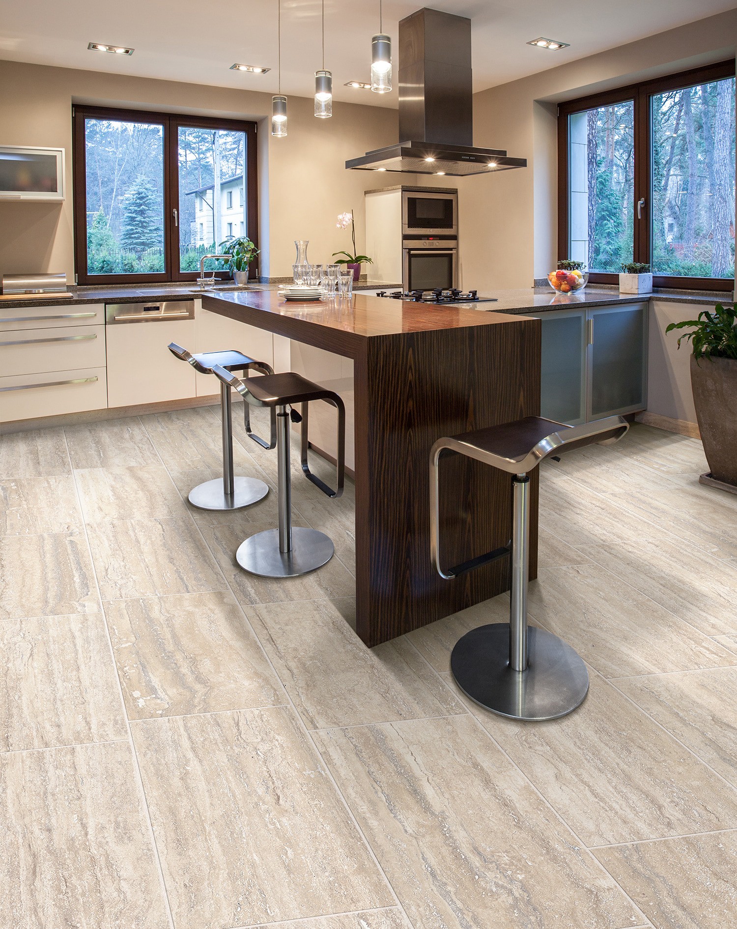 slide 4 of 6, allen + roth Trevi Argento 3-in x 12-in Glazed Porcelain Marble Bullnose Tile, 1 ct