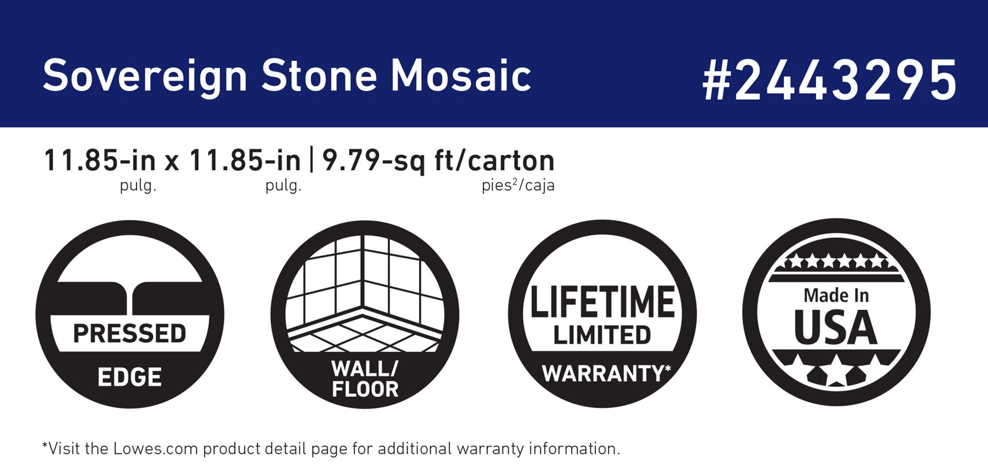 slide 6 of 6, allen + roth Sovereign Stone Pearl 12-in x 12-in Glazed Porcelain Mosaic Floor and Wall Tile ( 0.97-sq ft Piece ), 1 ct