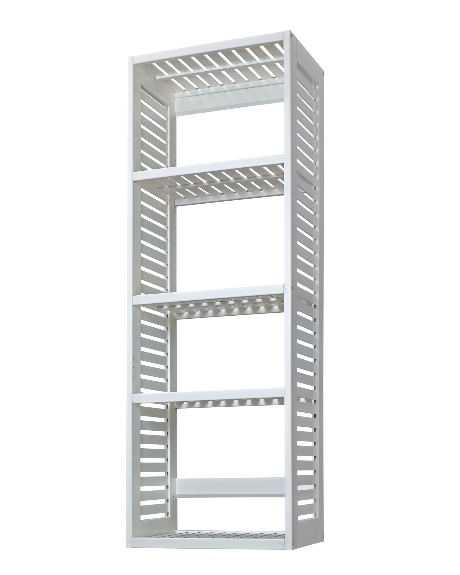 slide 1 of 6, allen + roth Hartford White Ventilated Open shelves Wood Closet Tower ( 24-in W x 16-in D ), 1 ct