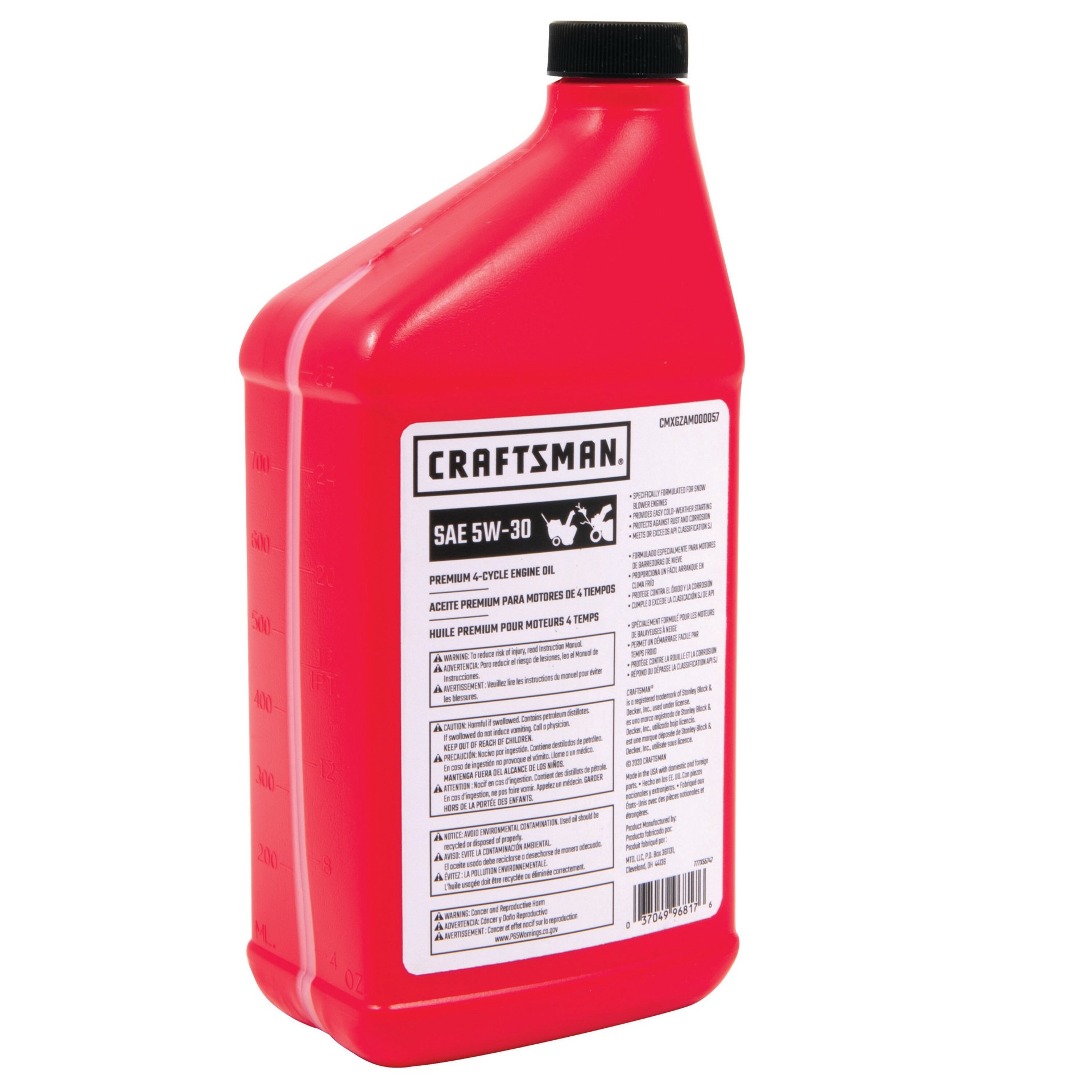 slide 2 of 3, CRAFTSMAN 28-oz 4-cycle engines 5W-30 Conventional Engine Oil, 1 ct