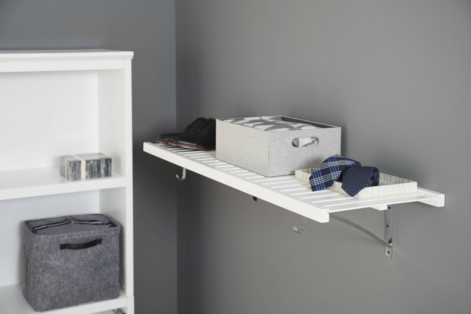 slide 2 of 6, allen + roth 16-in D x 48-in L White Wood Rectangular Shelf board, 1 ct