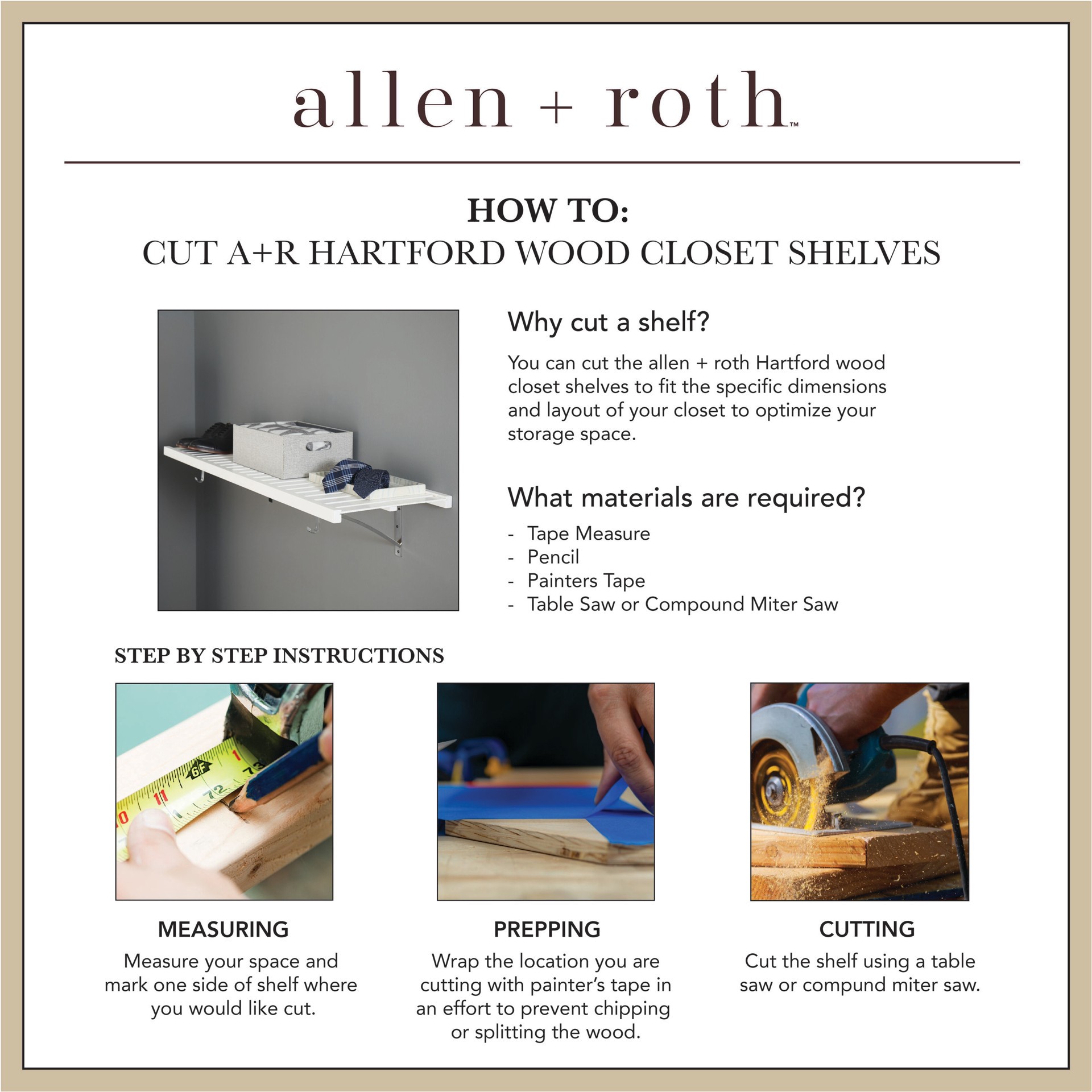 slide 6 of 6, allen + roth 16-in D x 48-in L White Wood Rectangular Shelf board, 1 ct