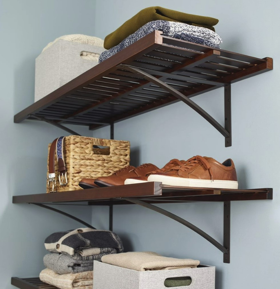 slide 5 of 6, allen + roth Hartford Oil-rubbed bronze Closet Wall Brackets, 1 ct