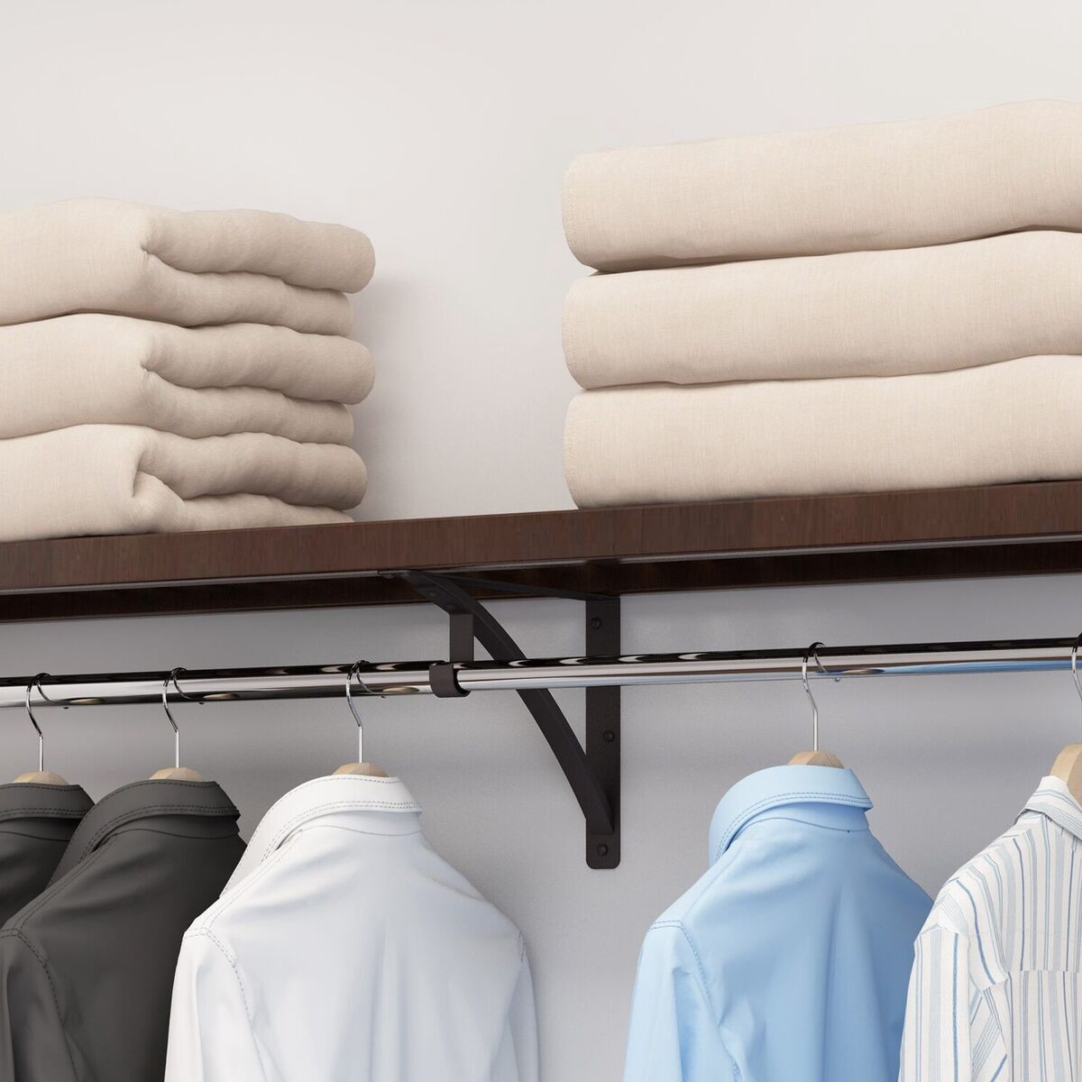 slide 6 of 6, allen + roth Hartford Oil-rubbed bronze Closet Wall Brackets, 1 ct