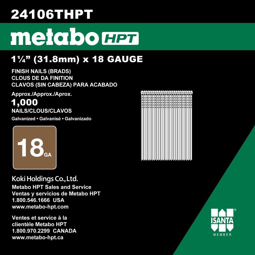 slide 3 of 6, Metabo HPT 1-1/4-in 18 -Gauge Straight Electro-galvanized Collated Brad nails 1000 -Per Box, 1 ct