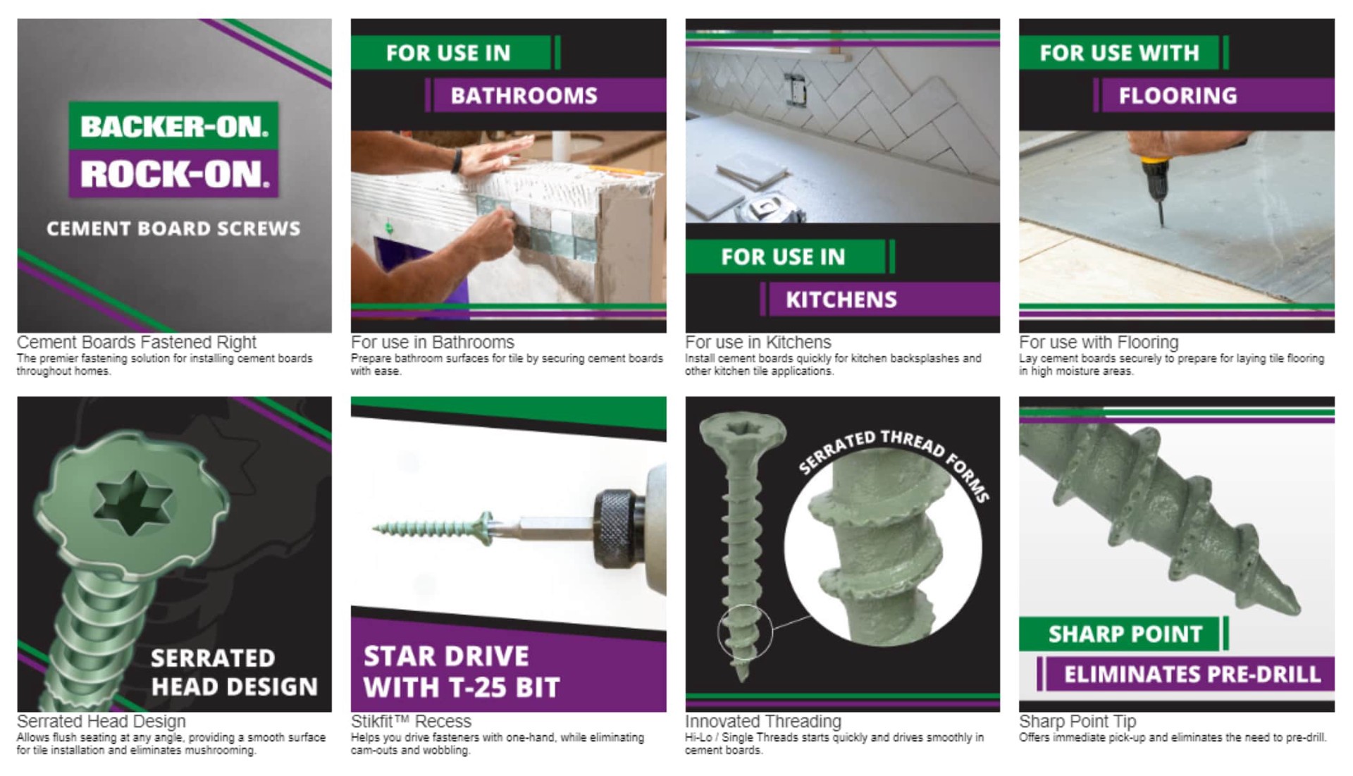 slide 3 of 6, Backer-On Rock-On #9 x 1-1/4-in Star -Drive Self-drilling Cement board Screws 185 -Count, 1 ct