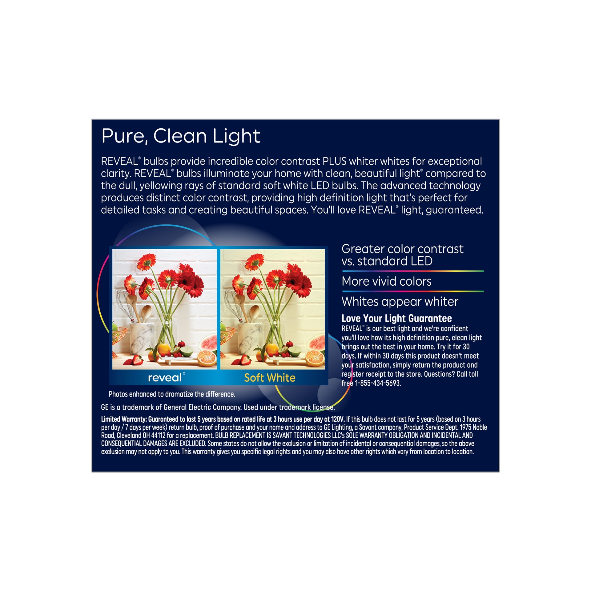 slide 4 of 6, GE Reveal 60 -Watt EQ A19 Color-enhancing Medium base (E-26) Dimmable LED General purpose Light Bulb 2 -Pack, 1 ct