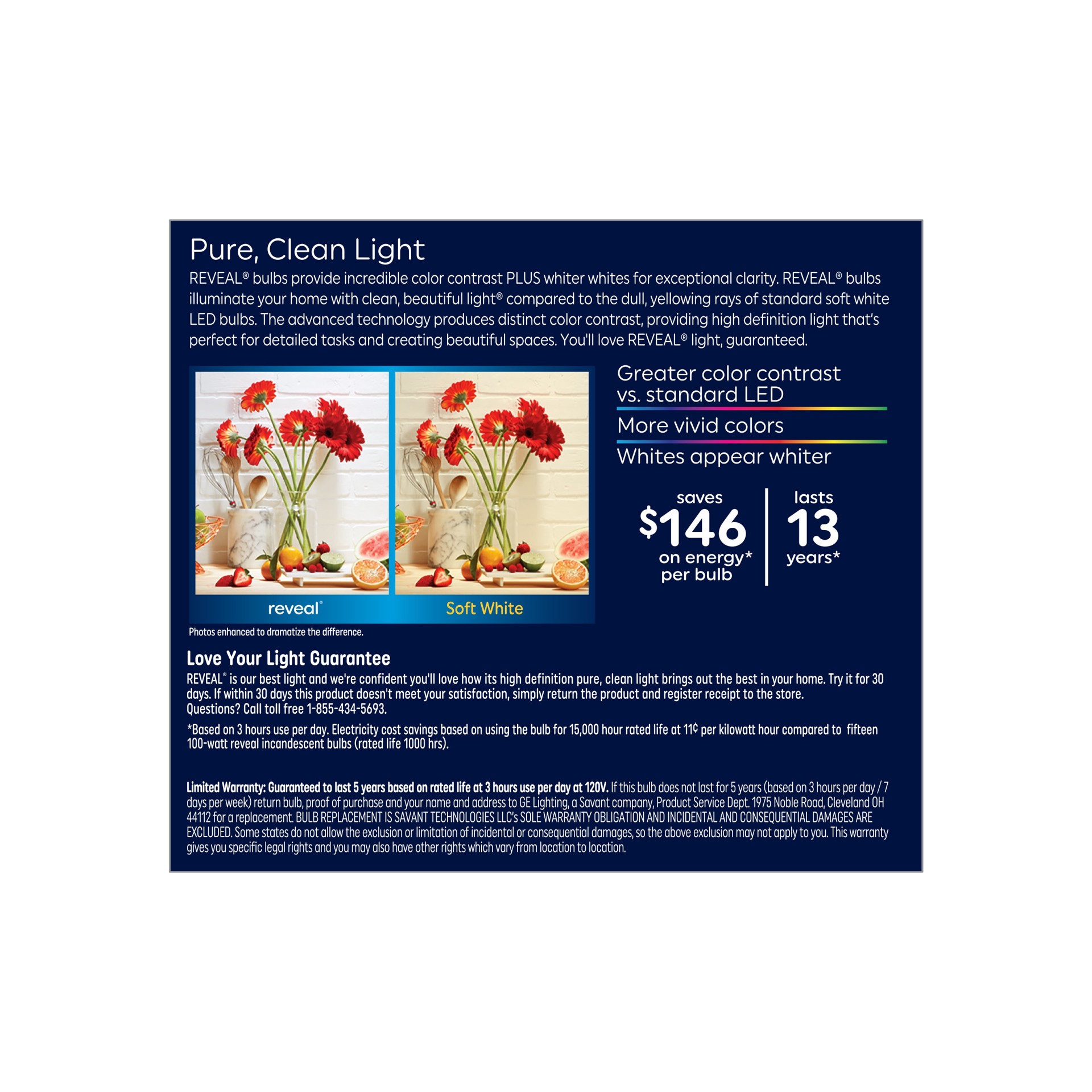 slide 4 of 6, GE Reveal HD 100 -Watt EQ A19 Color-enhancing Medium base (E-26) Dimmable LED General purpose Light Bulb 2 -Pack, 1 ct