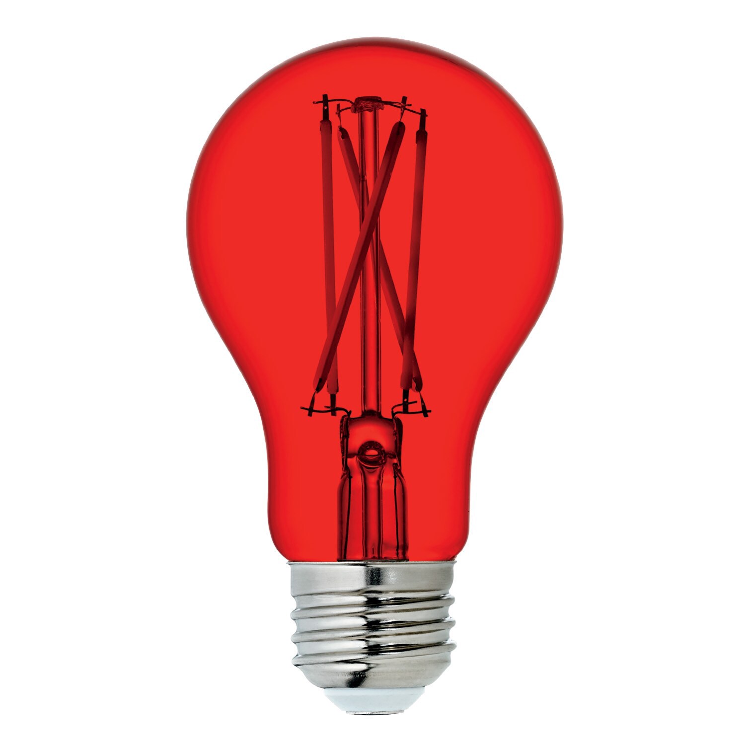 slide 3 of 6, GE Outdoor 60 -Watt EQ A19 Red Medium base (E-26) Dimmable LED Specialty Light Bulb, 1 ct