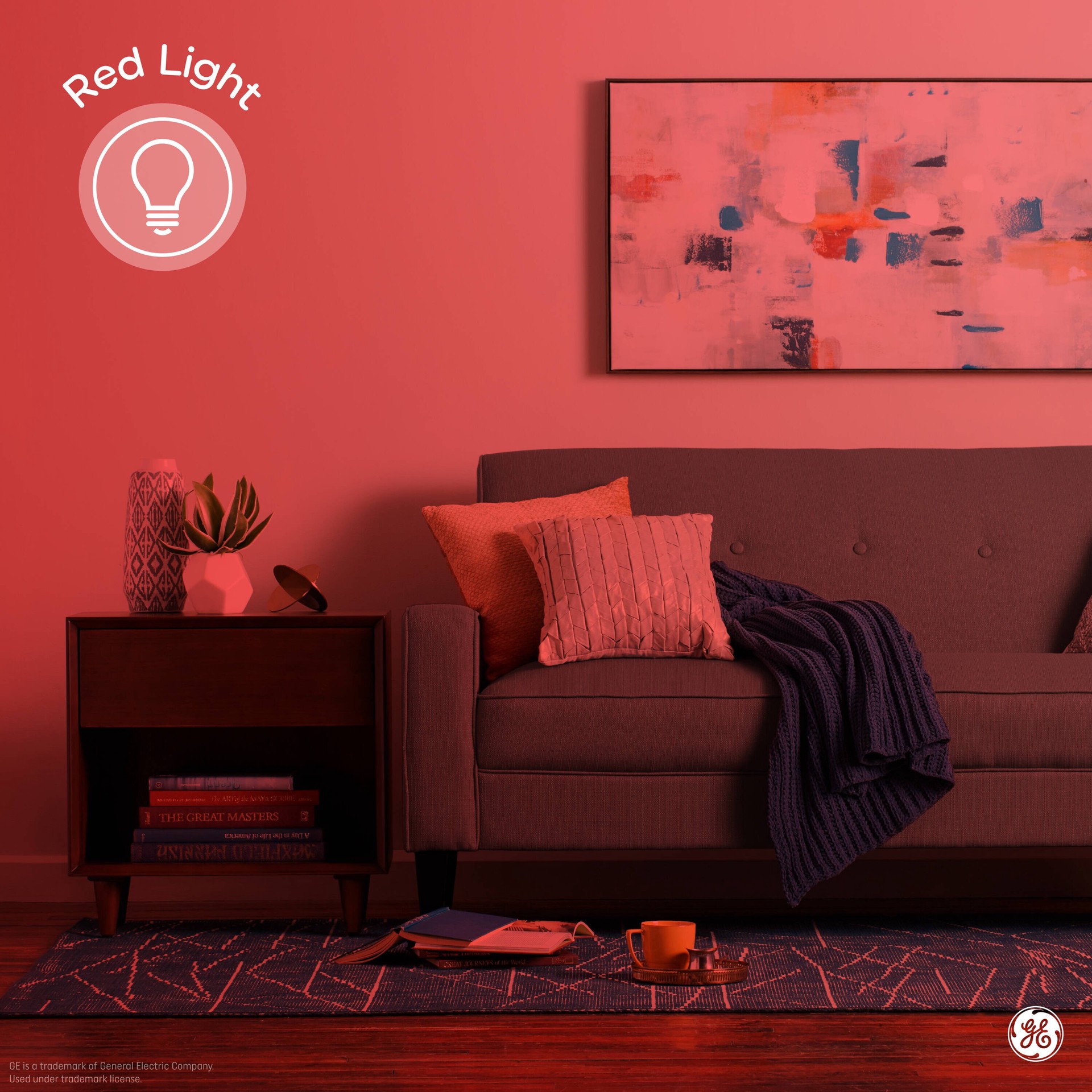 slide 6 of 6, GE Outdoor 60 -Watt EQ A19 Red Medium base (E-26) Dimmable LED Specialty Light Bulb, 1 ct