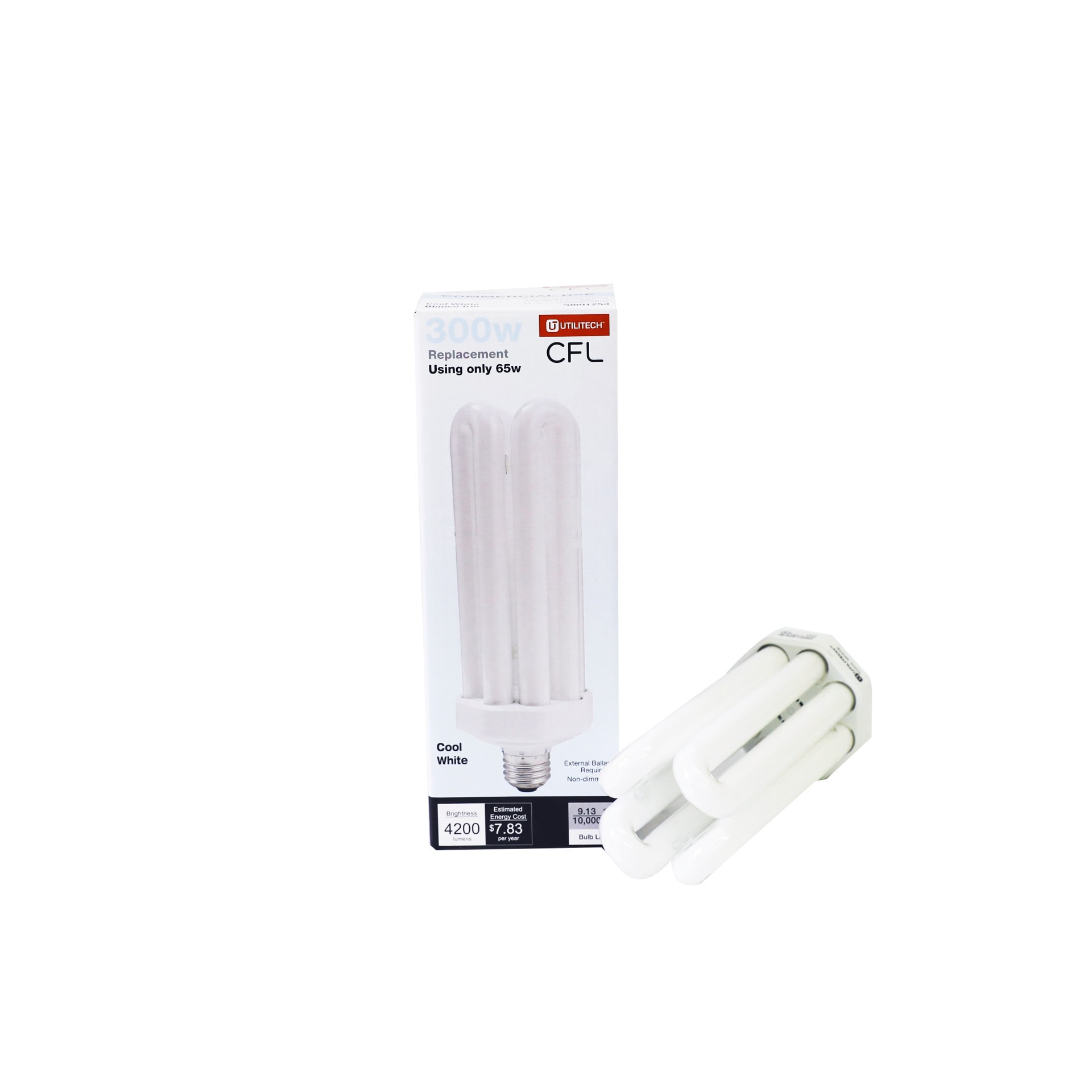 slide 5 of 5, Utilitech Tri-Tube 300 -Watt EQ Cool white CFL General purpose Light Bulb, 1 ct