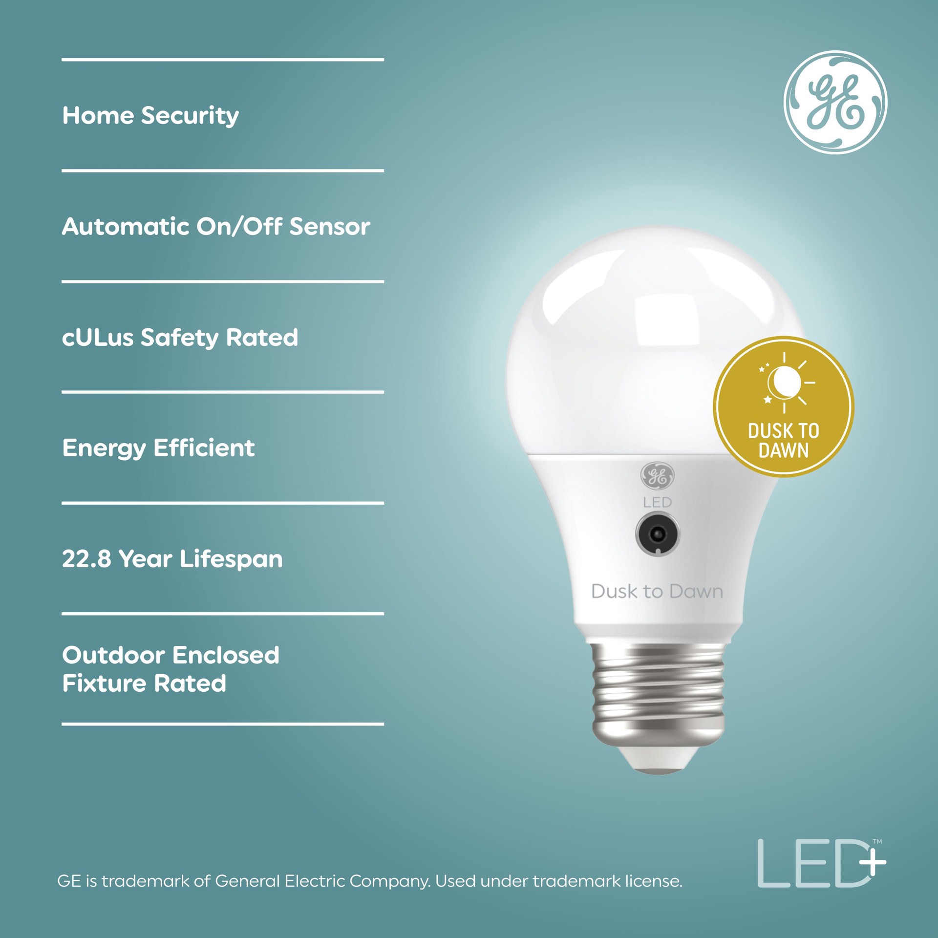 slide 6 of 6, GE LED+ Dusk to Dawn 60 -Watt EQ A19 Daylight Medium screw base E26 LED General purpose Light Bulb, 1 ct