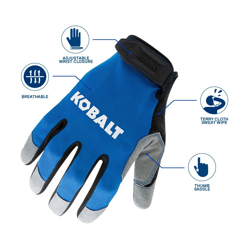 slide 2 of 6, Kobalt Large Blue Polyester Construction Gloves 1 -Pairs, 1 ct