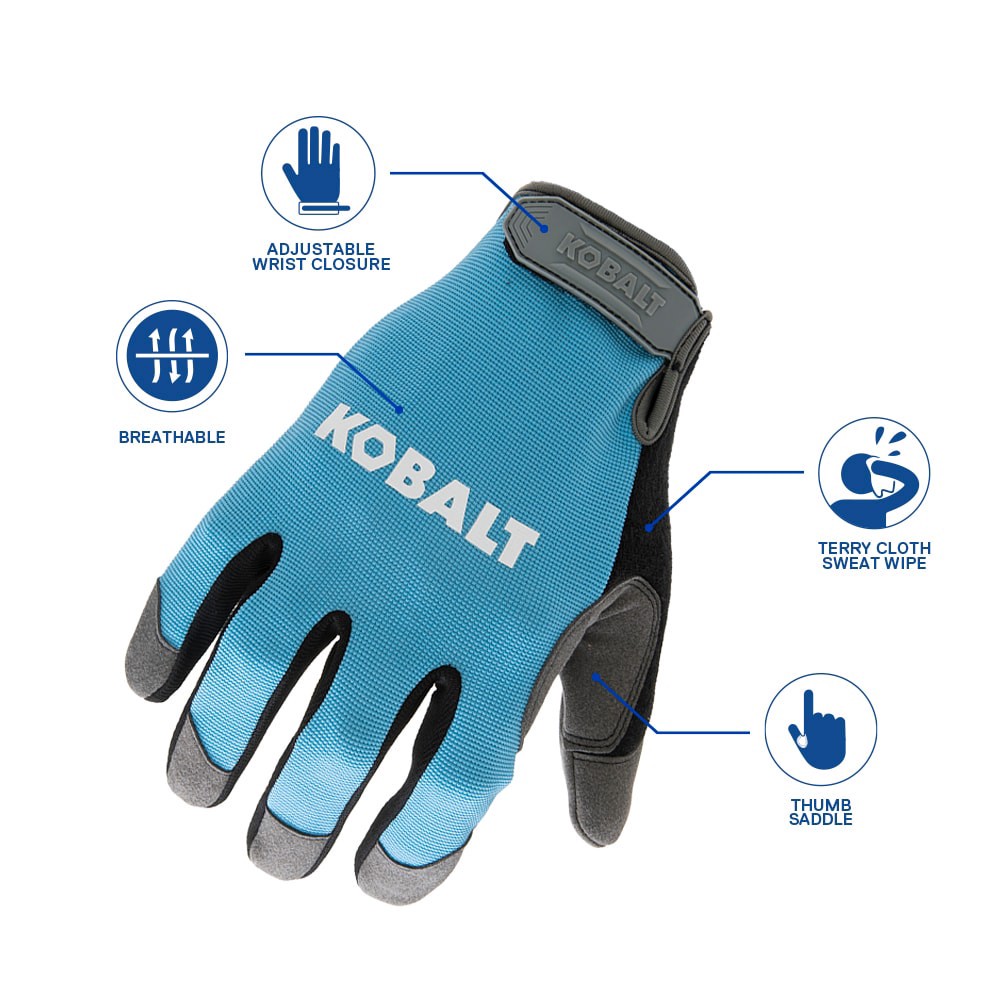 slide 3 of 6, Kobalt Medium Blue Polyester Construction Gloves 1 -Pairs, 1 ct