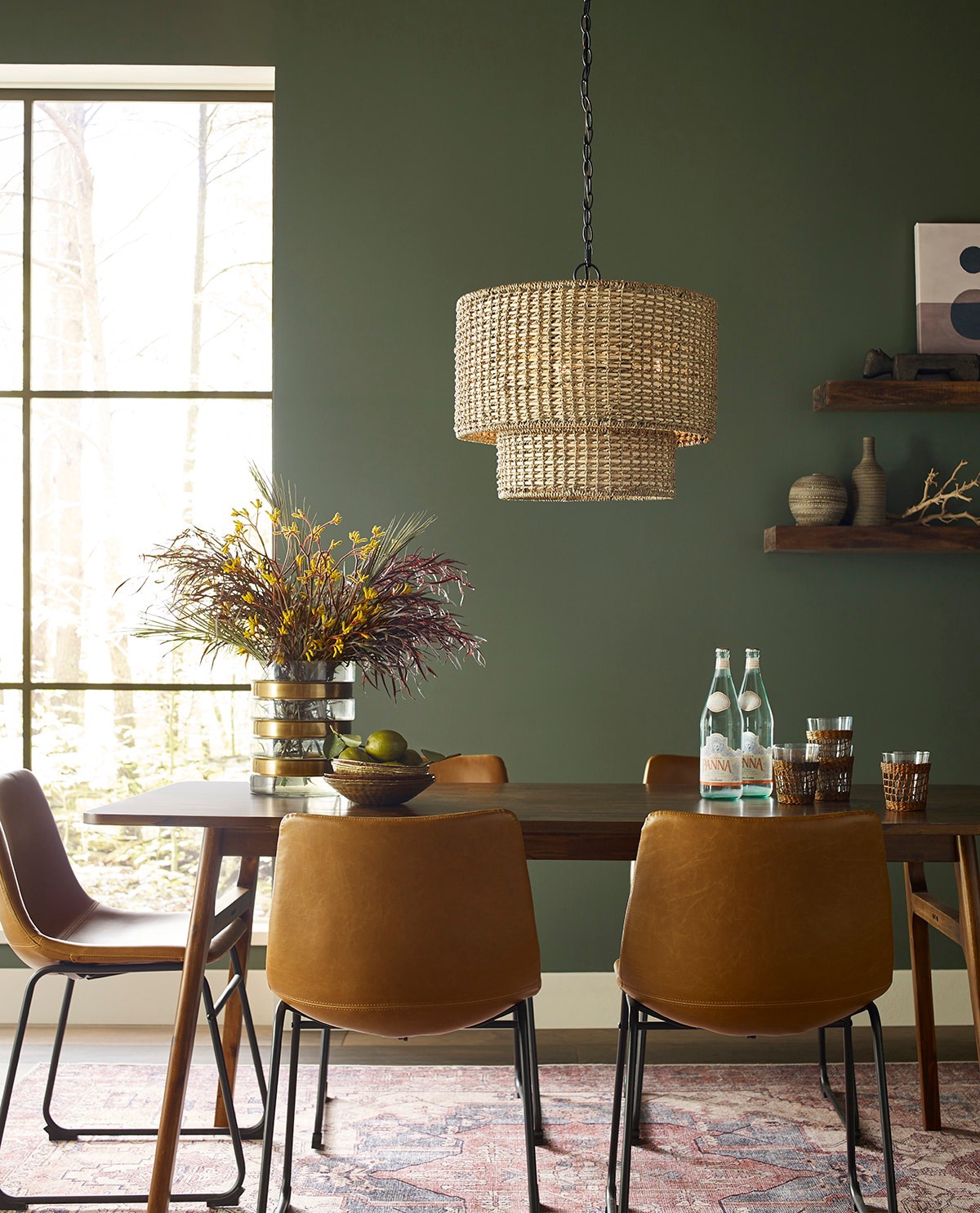 slide 6 of 6, allen + roth Adara 3 -Light Natural Traditional Drum Medium Hanging Pendant light, 1 ct