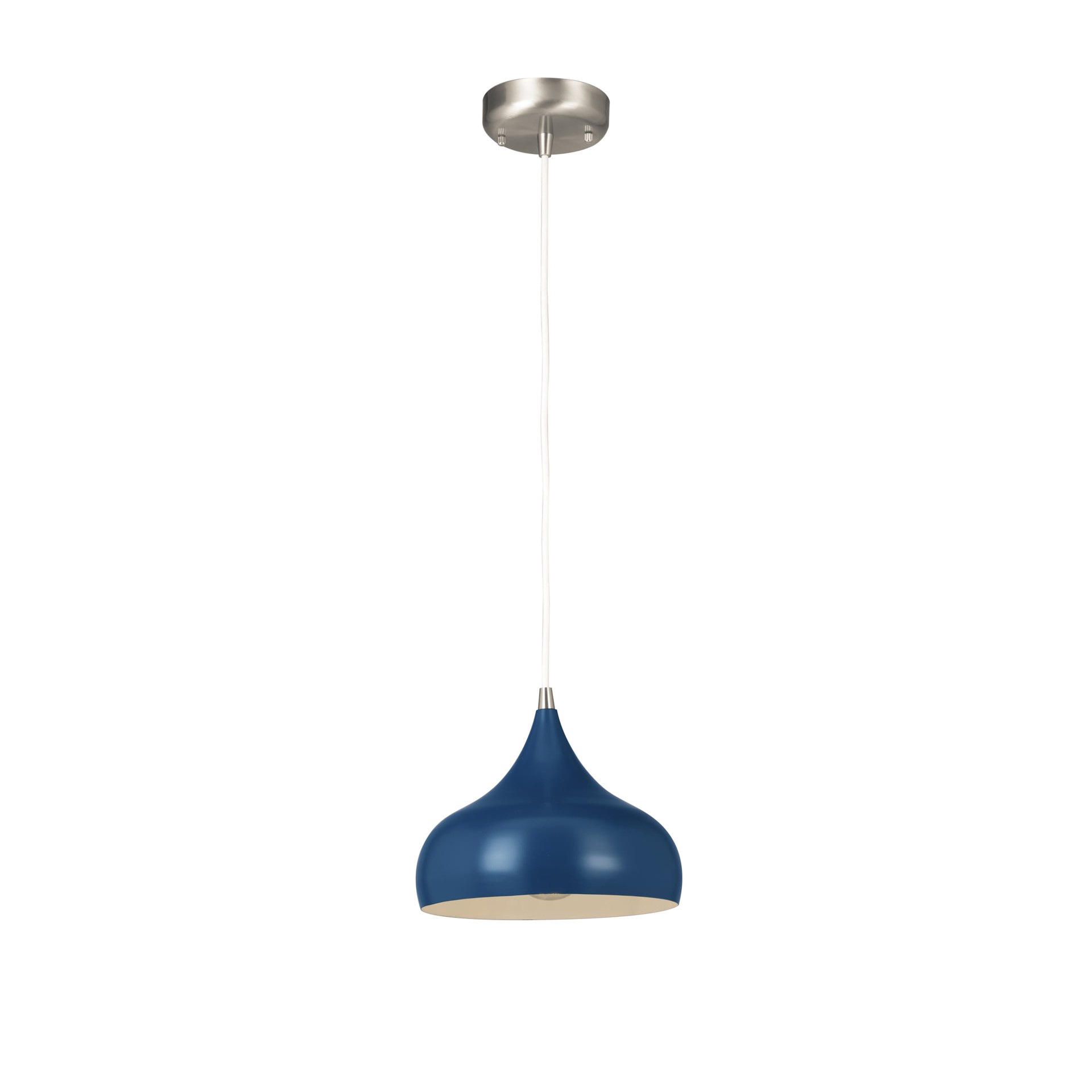 slide 2 of 6, allen + roth Sandrine 1 -Light Brushed nickel Transitional Bell Medium Hanging Pendant light, 1 ct