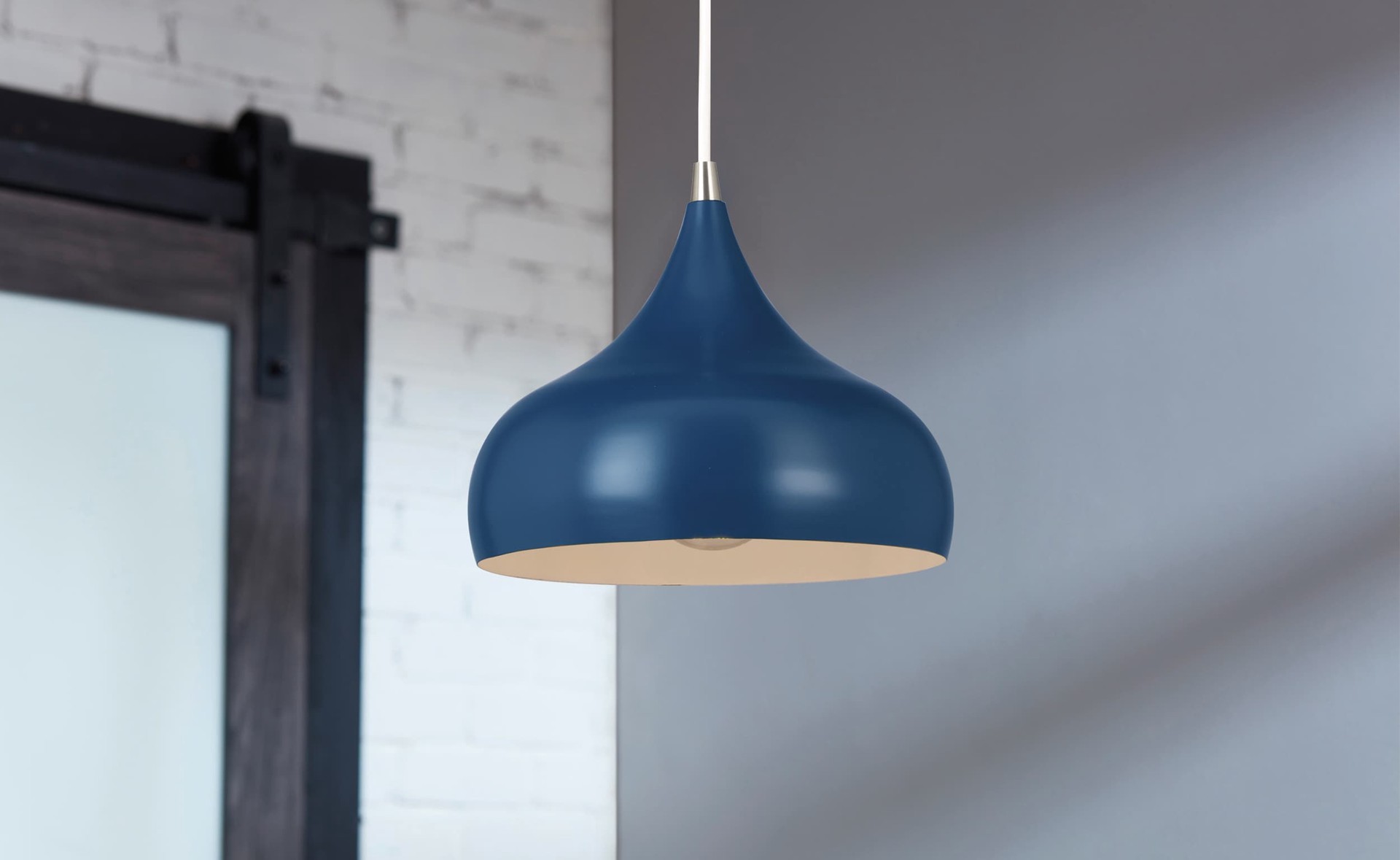 slide 1 of 6, allen + roth Sandrine 1 -Light Brushed nickel Transitional Bell Medium Hanging Pendant light, 1 ct