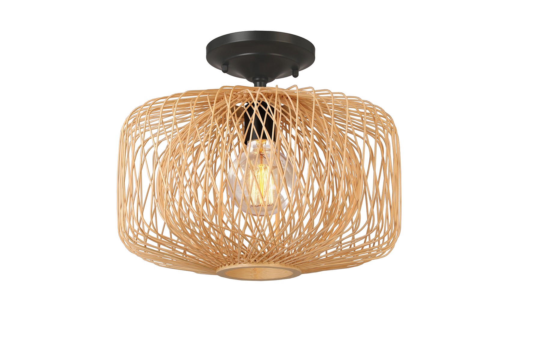 slide 2 of 6, allen + roth Harlowe 1 -Light 13-in Matte Black Semi Flush Mount Light, 1 ct