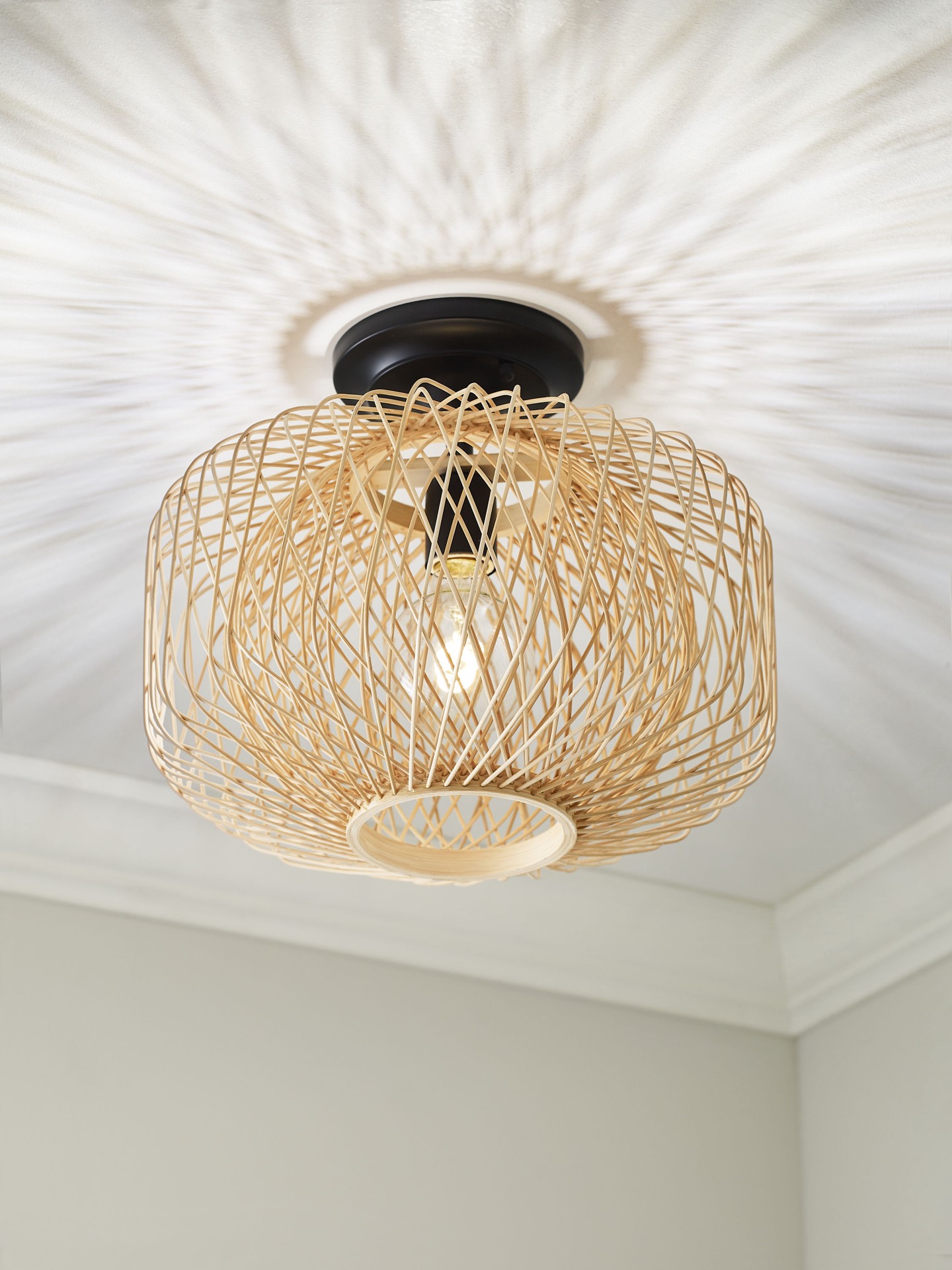 slide 1 of 6, allen + roth Harlowe 1 -Light 13-in Matte Black Semi Flush Mount Light, 1 ct