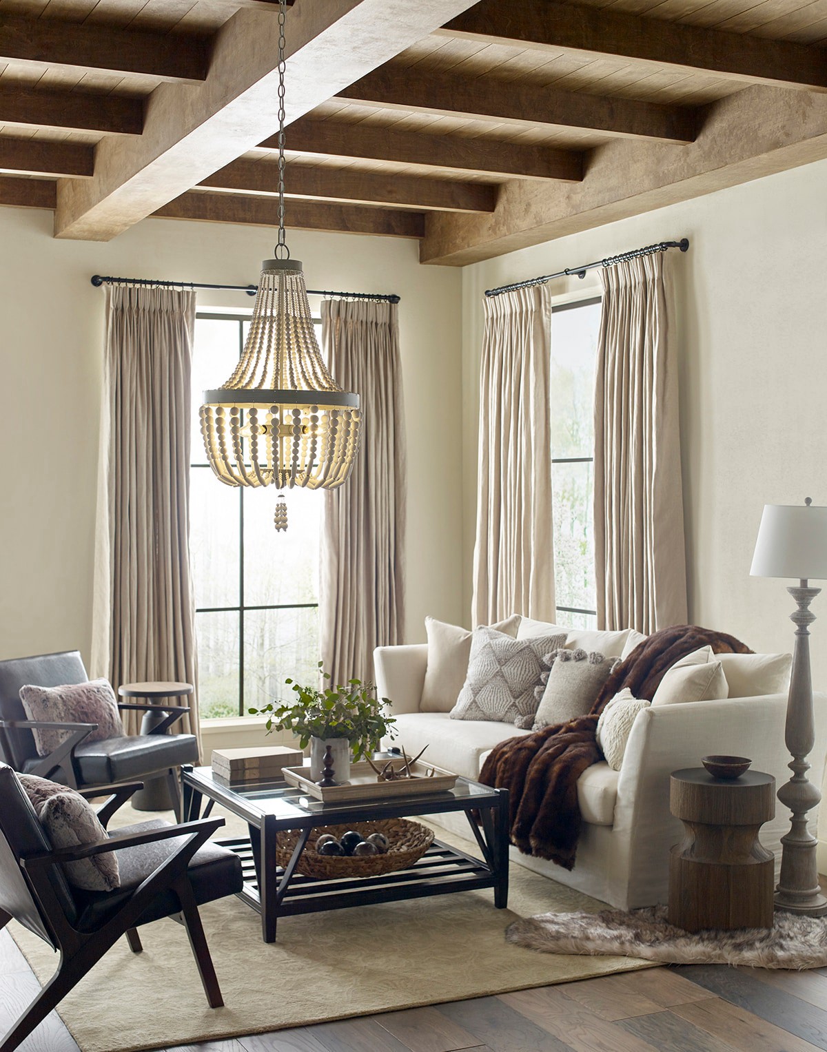 slide 3 of 6, allen + roth Cait 4 -Light Off white Transitional Teardrop Medium Hanging Pendant light, 1 ct