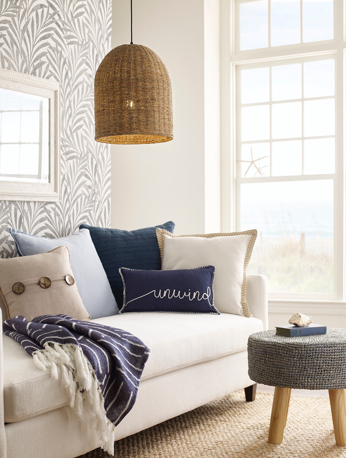 slide 3 of 6, allen + roth Brit 1 -Light Black Canopy With Natural Rattan Shade Traditional Dome Medium Hanging Pendant light, 1 ct