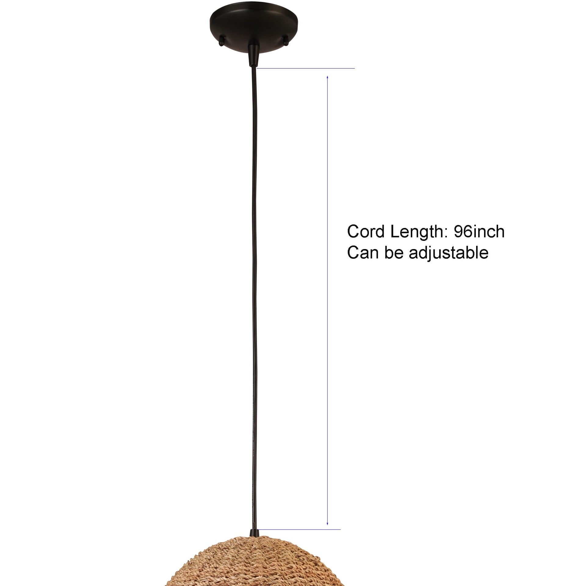 slide 6 of 6, allen + roth Brit 1 -Light Black Canopy With Natural Rattan Shade Traditional Dome Medium Hanging Pendant light, 1 ct